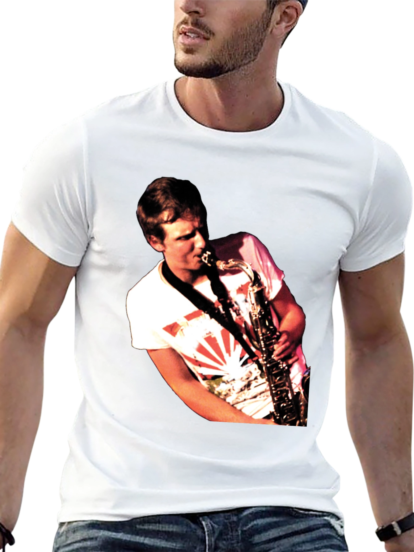 Black Saxophone Player Graphic Black T-Shirt view 13