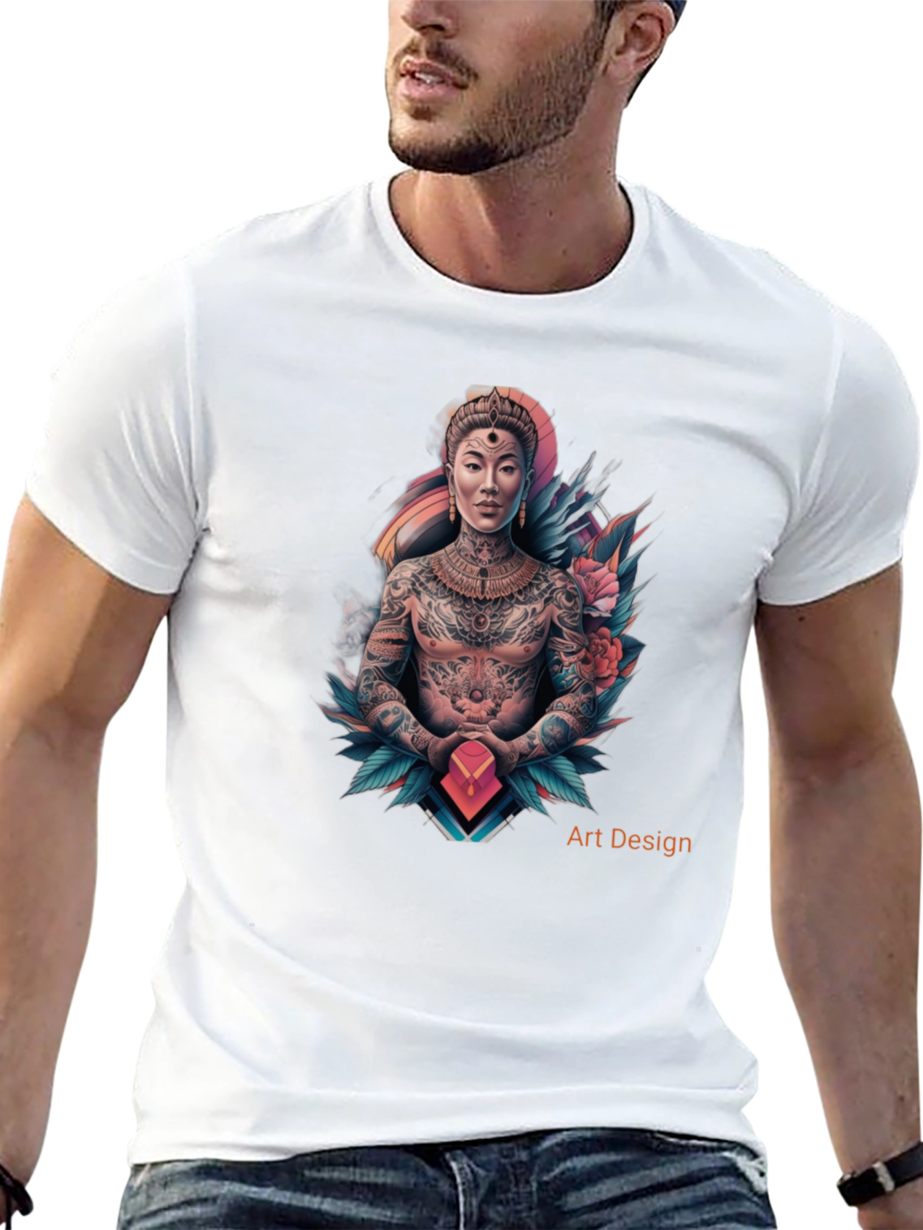 Black Tattoo Art Design Black T-Shirt view 13