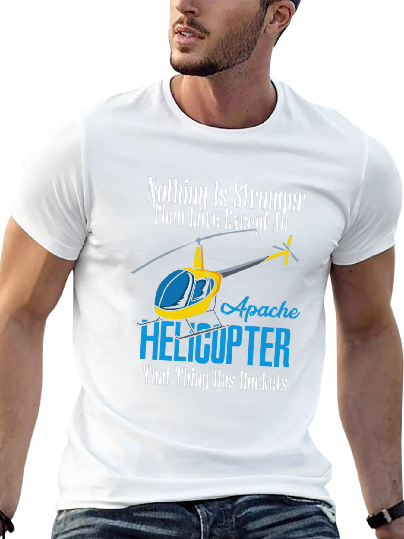 Black Apache Helicopter Graphic T-Shirt view 13