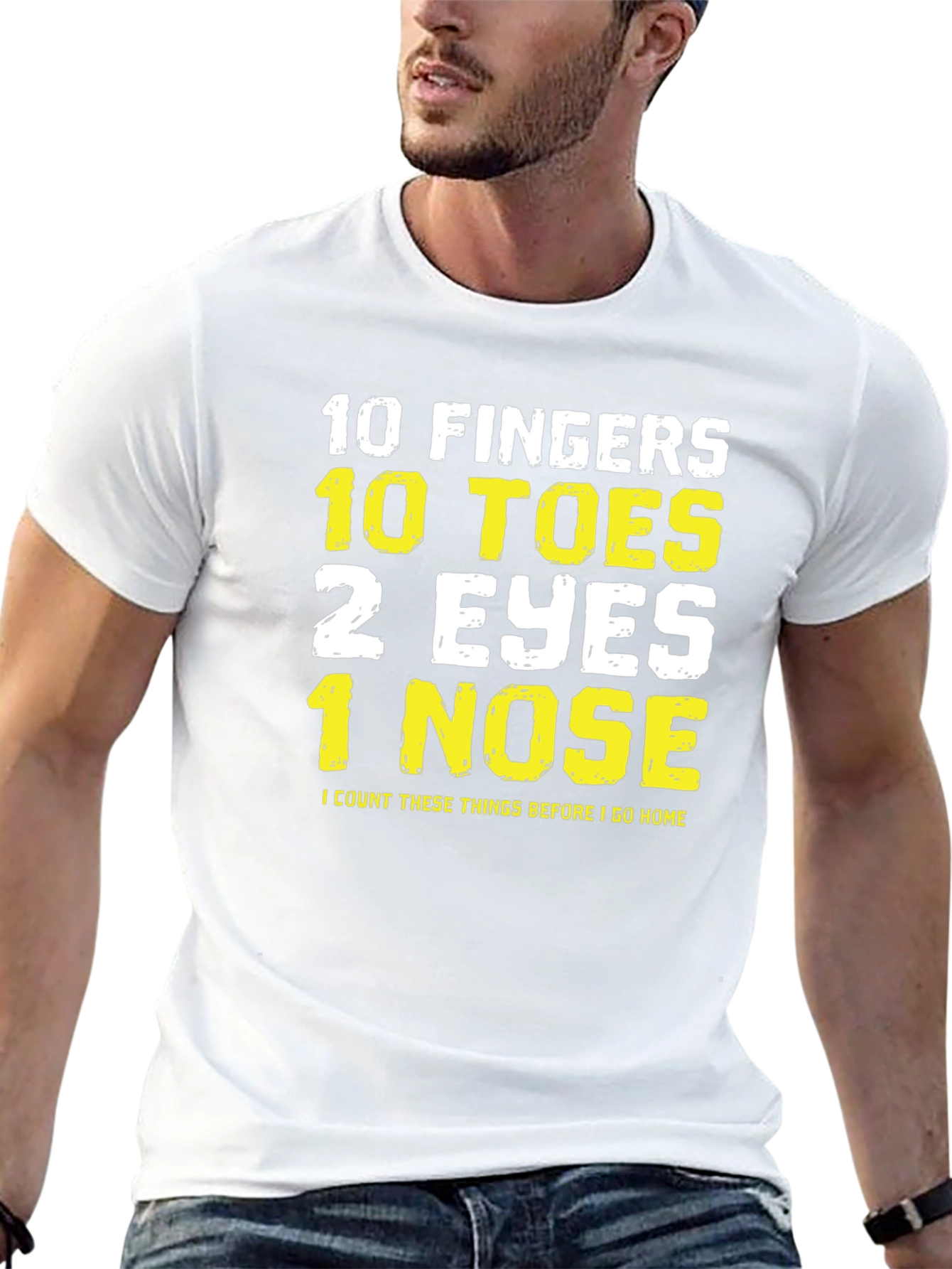 Black Funny 10 Fingers Toes Eyes Nose T-Shirt view 13
