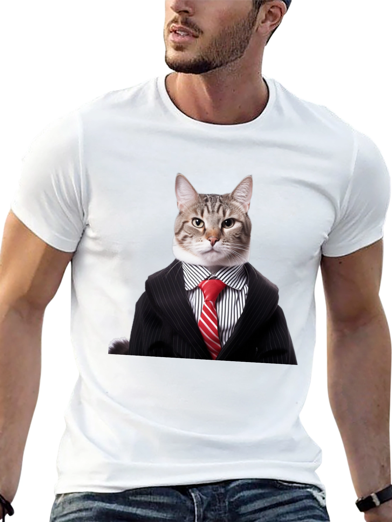 Black Cat Suit T-Shirt - Funny Feline Fashion view 13