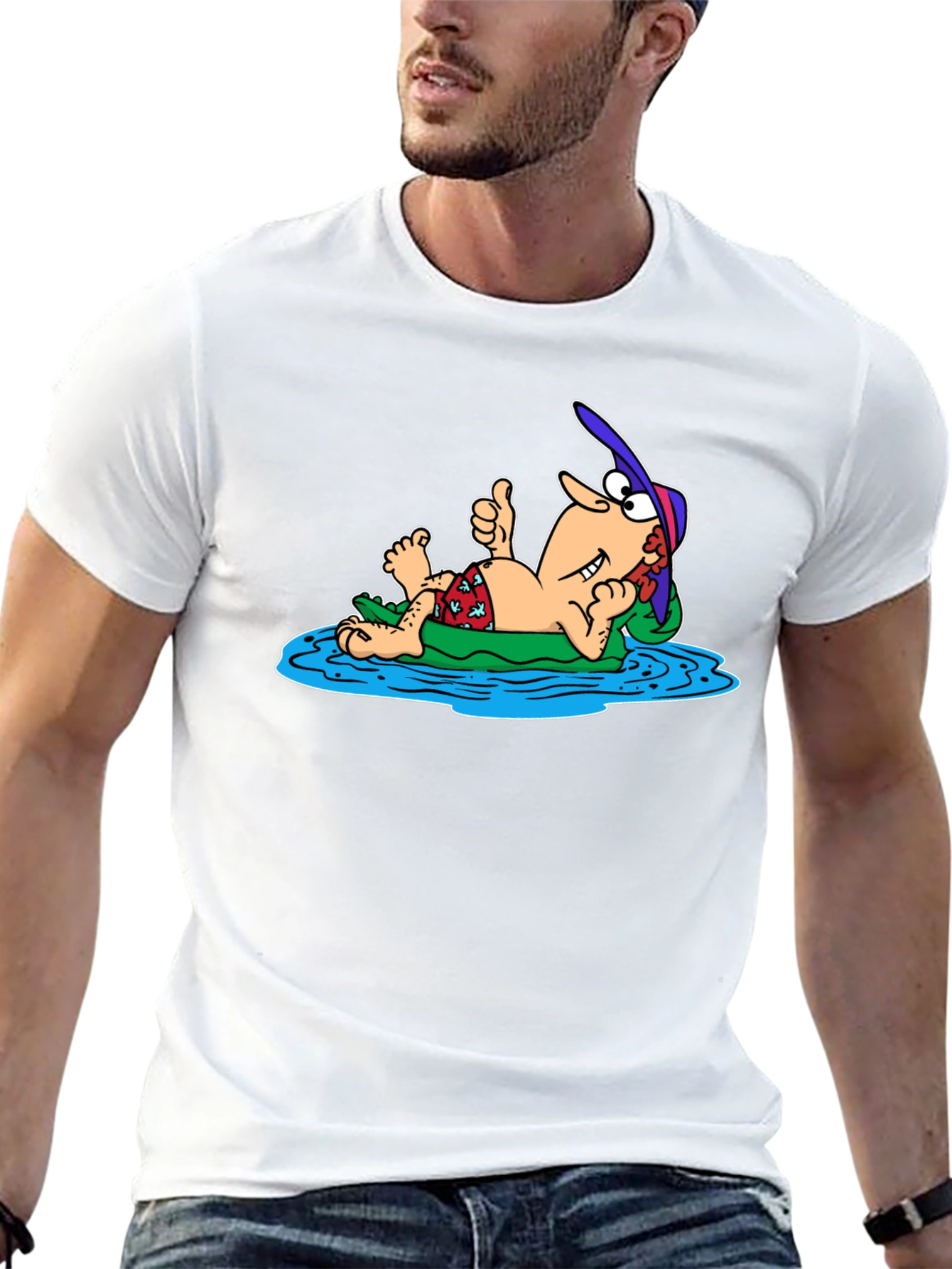 Black Relaxing Man Cartoon T-Shirt view 13