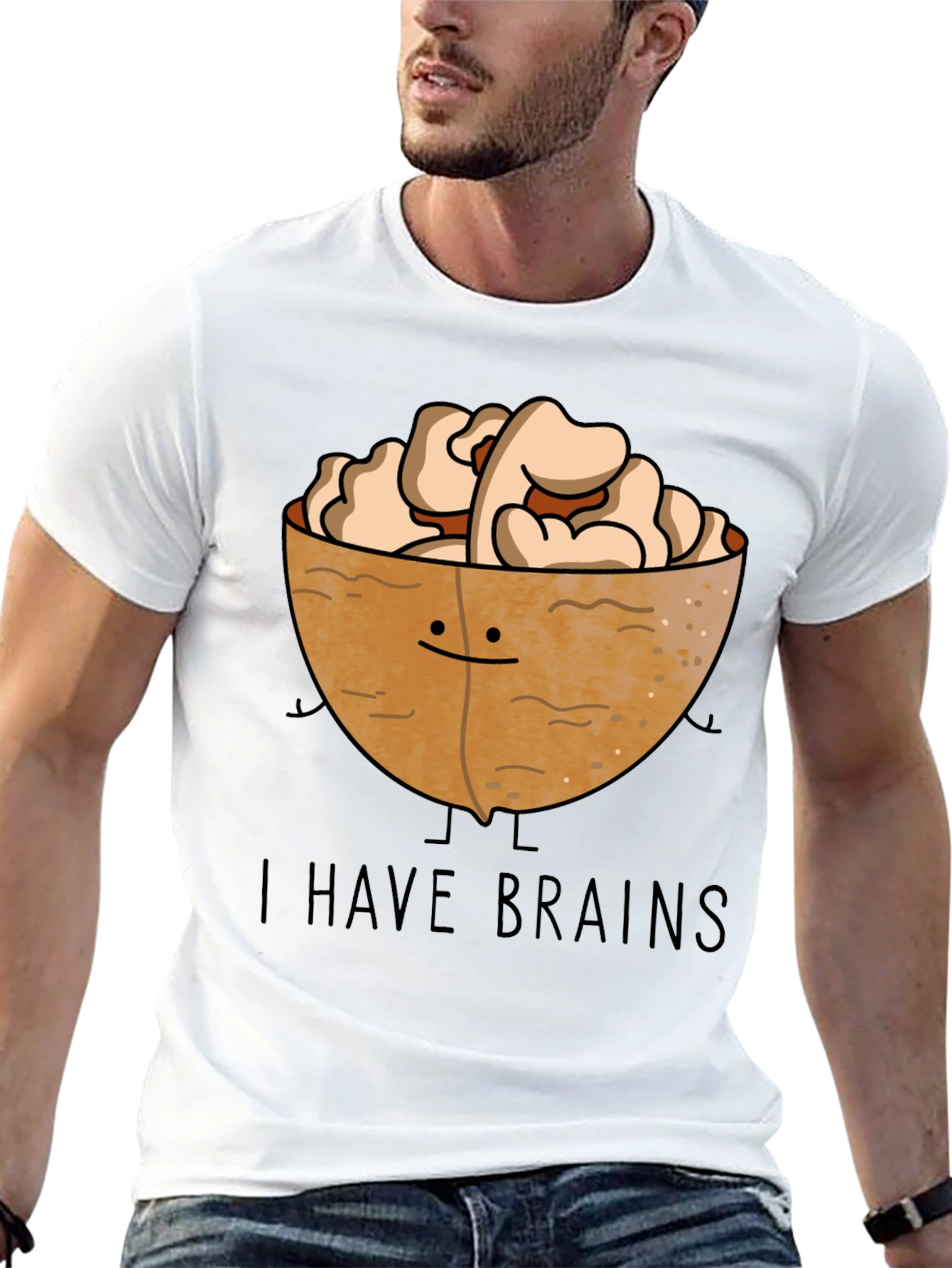 Black I Have Brains Walnut Graphic T-Shirt view 13