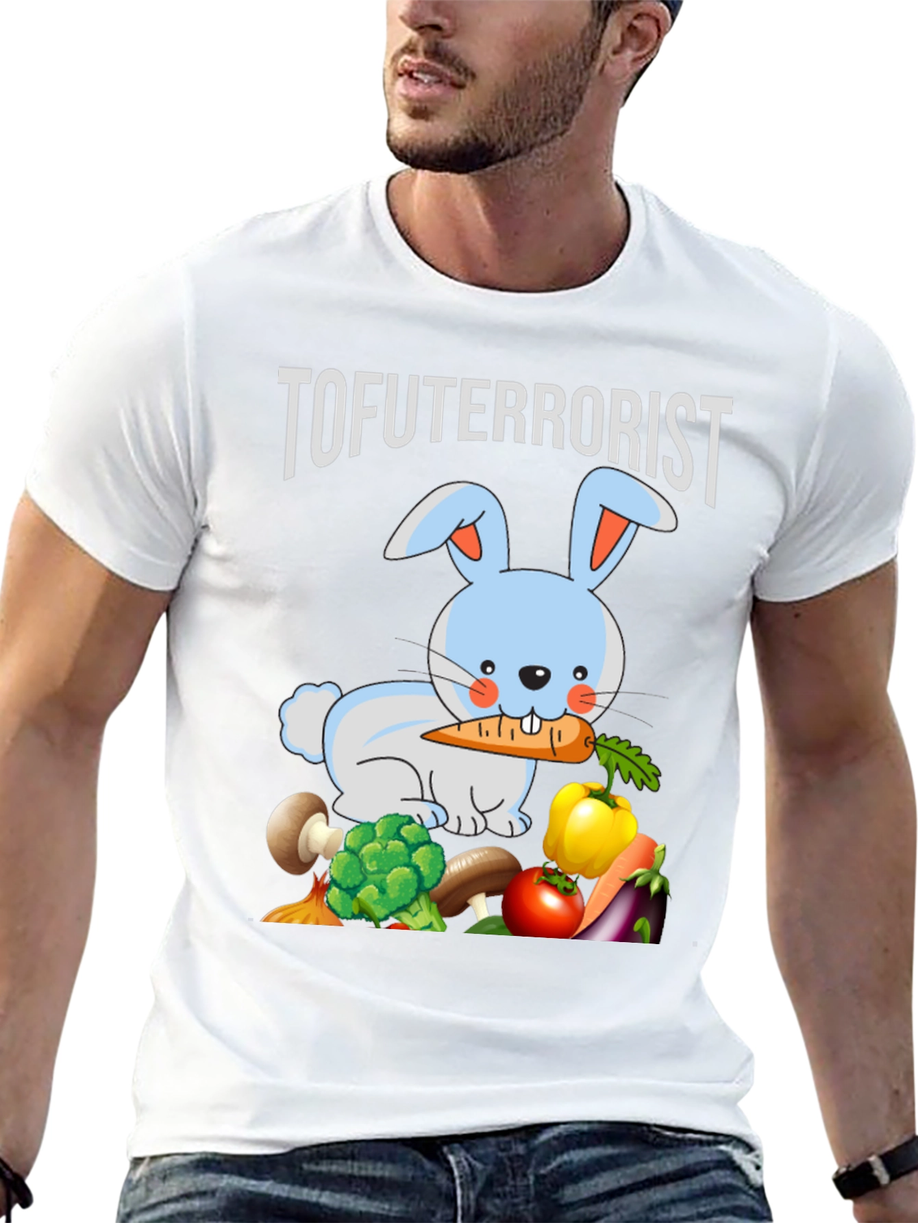 Black Tofuterrorist Vegan Bunny T-Shirt view 13