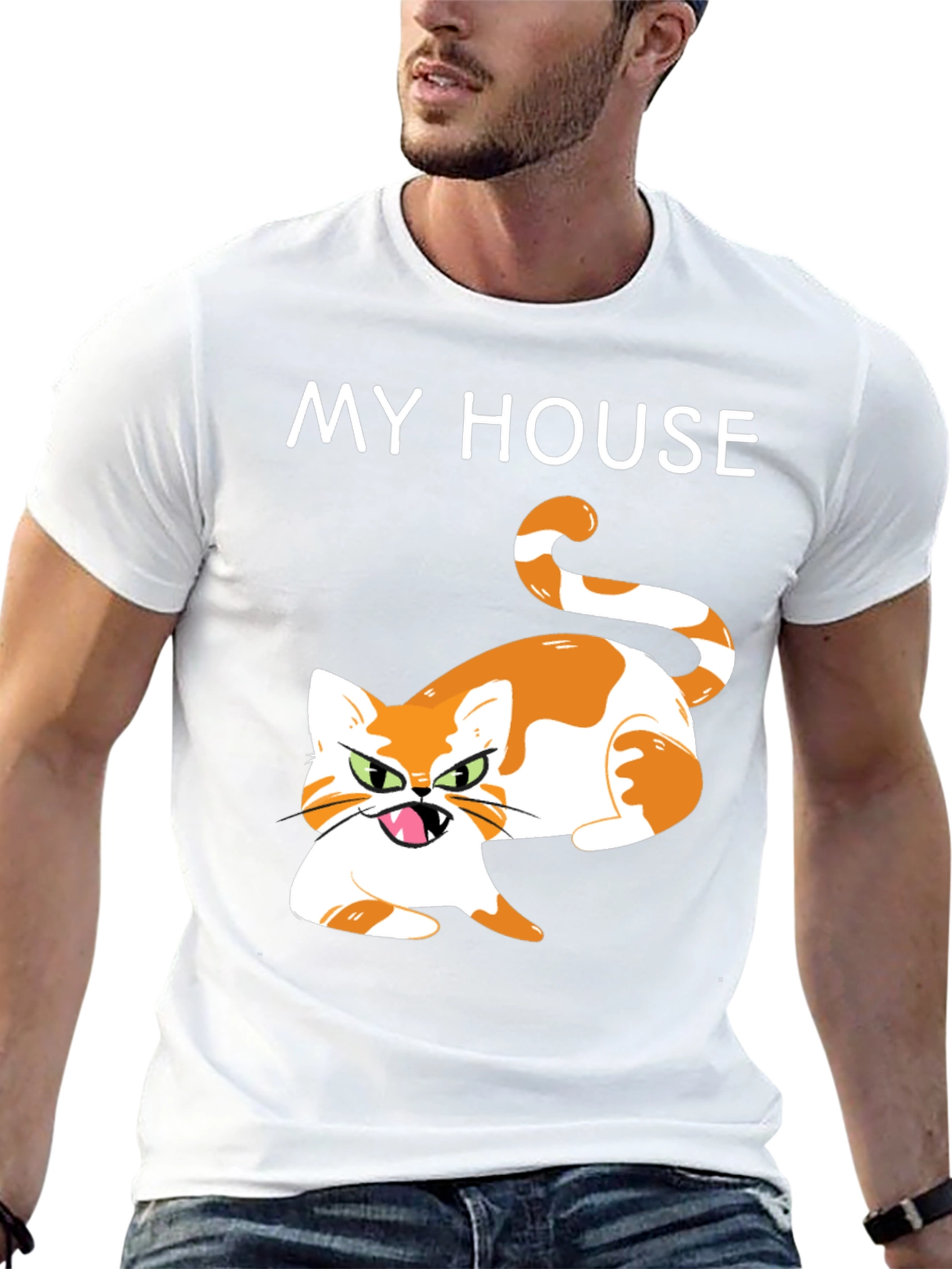 Black My House Cat Graphic T-Shirt - Novelty Tee view 13