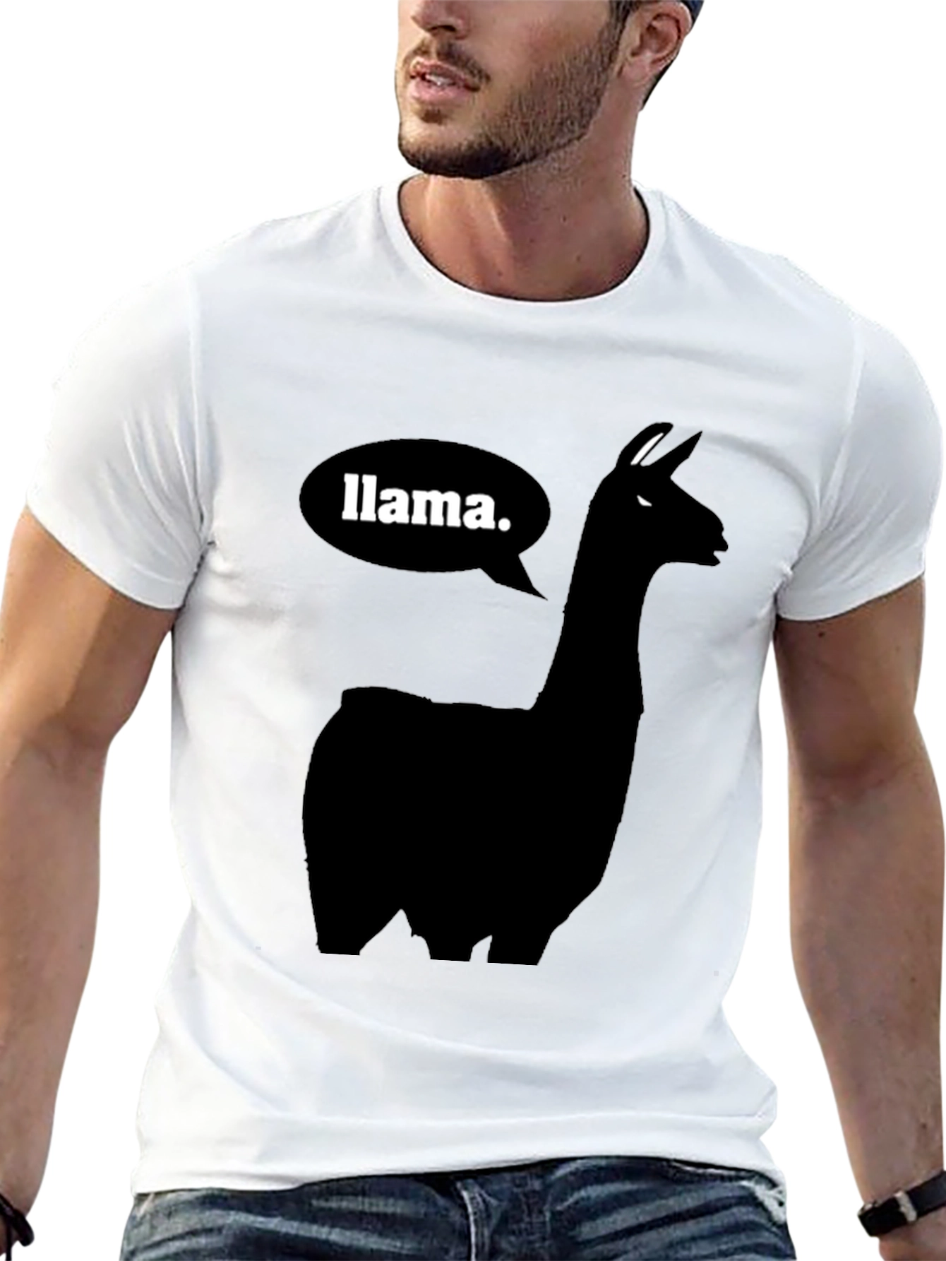 Black Llama T-Shirt - Black Silhouette Animal Tee view 13