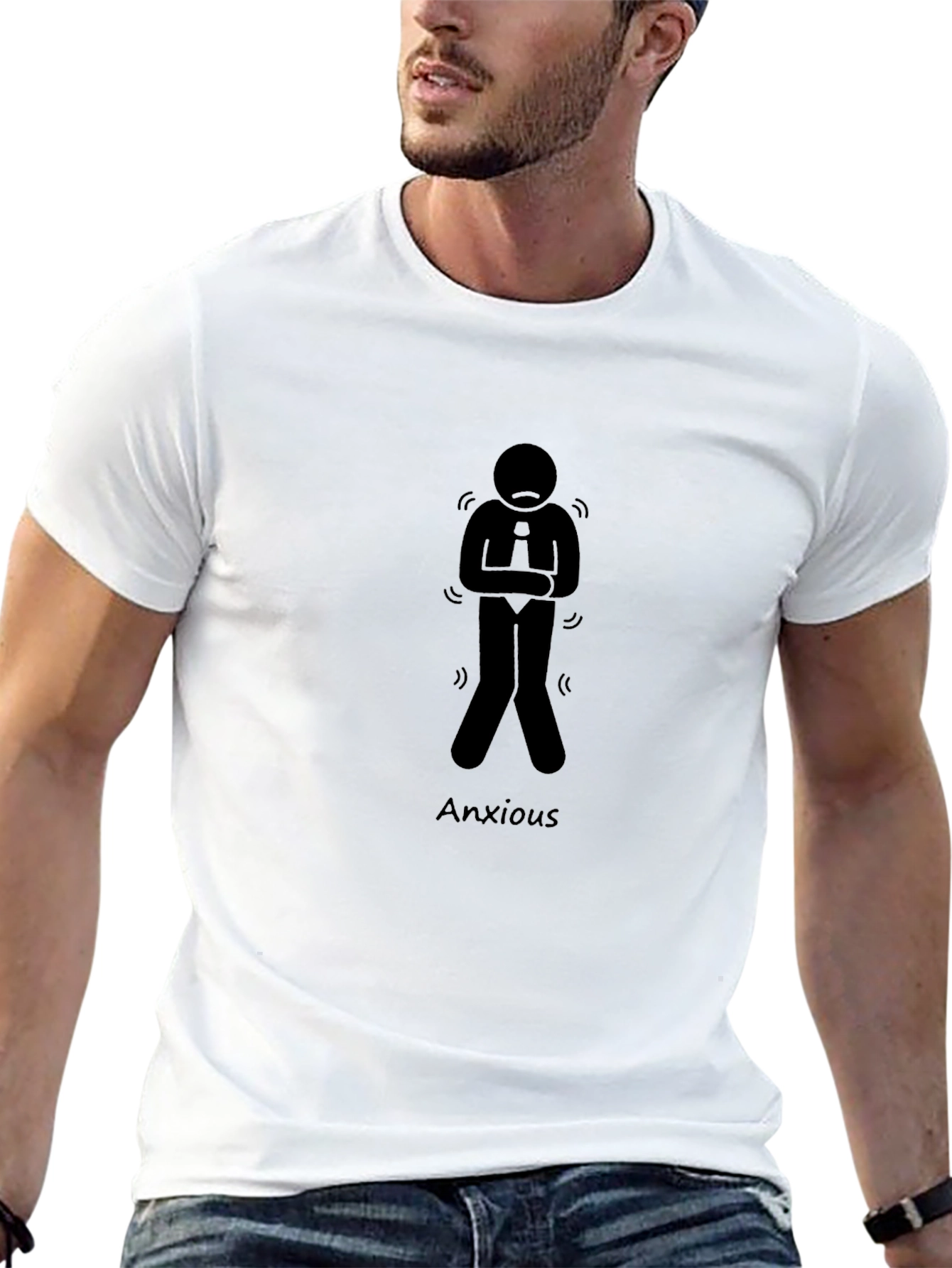 Black Anxious Stick Figure Graphic Tee - Black view 13