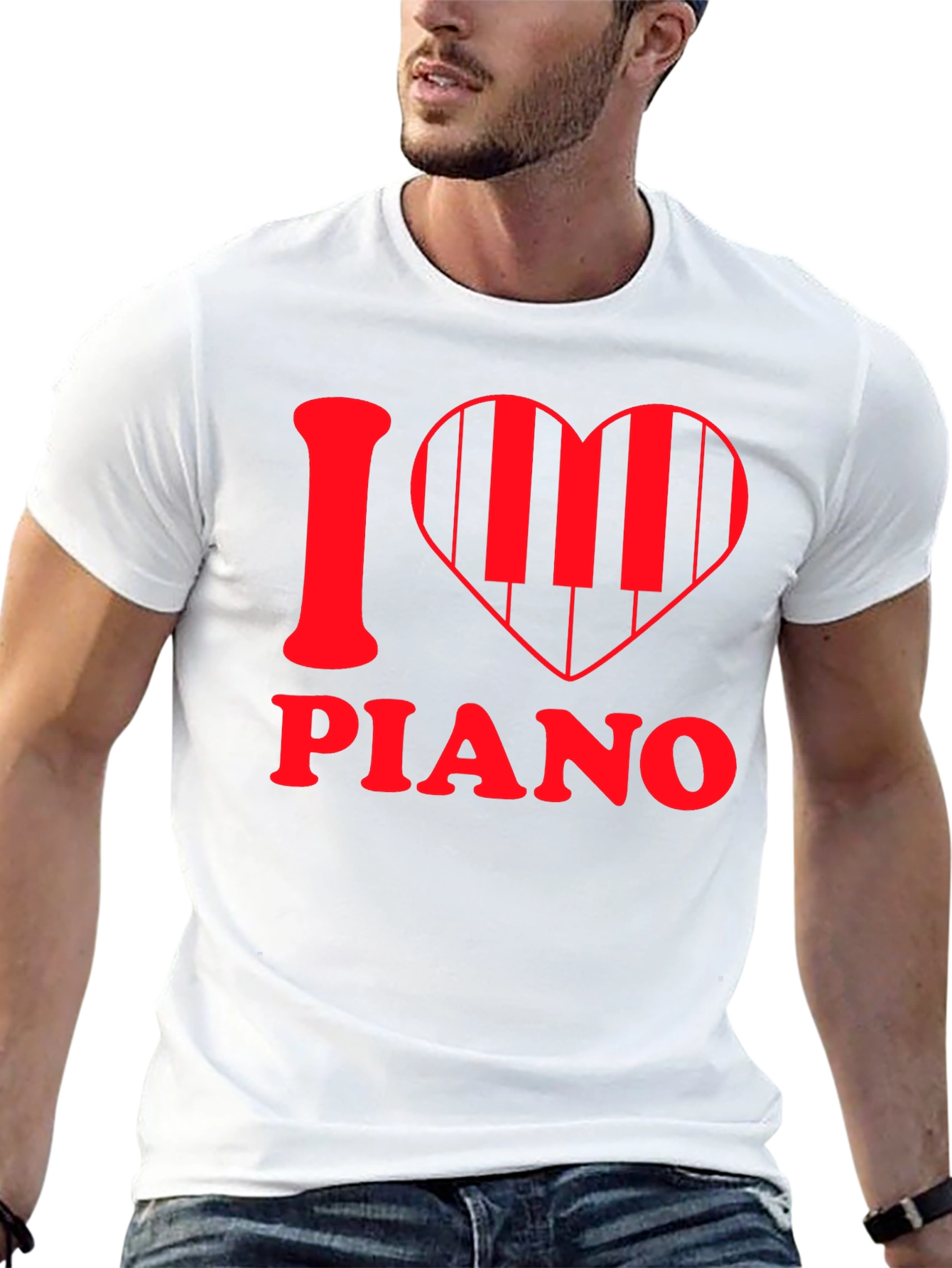 Black I Heart Piano Graphic Tee - Music Lover's T-Shirt view 13