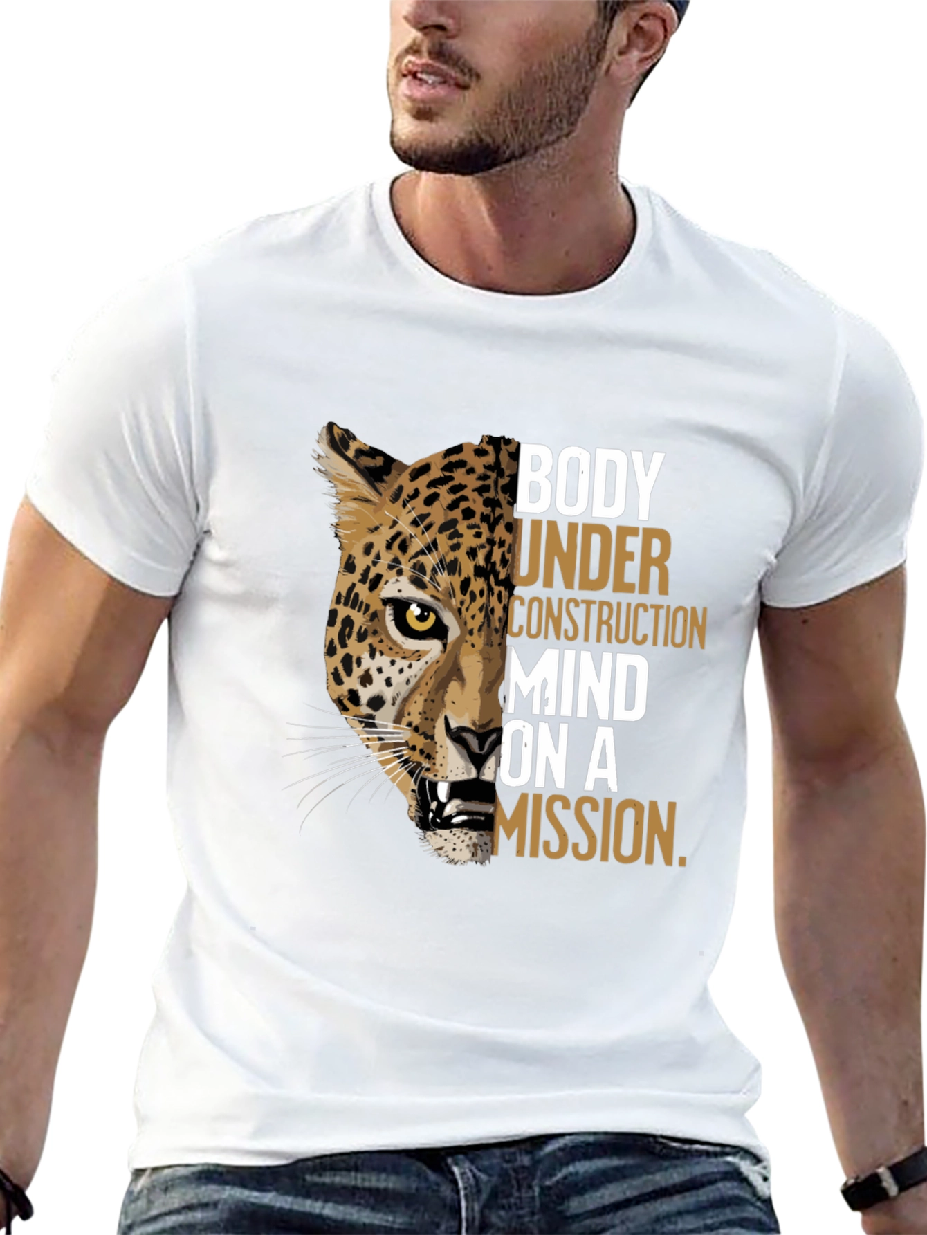 Black Body Under Construction Leopard Graphic T-Shirt view 13