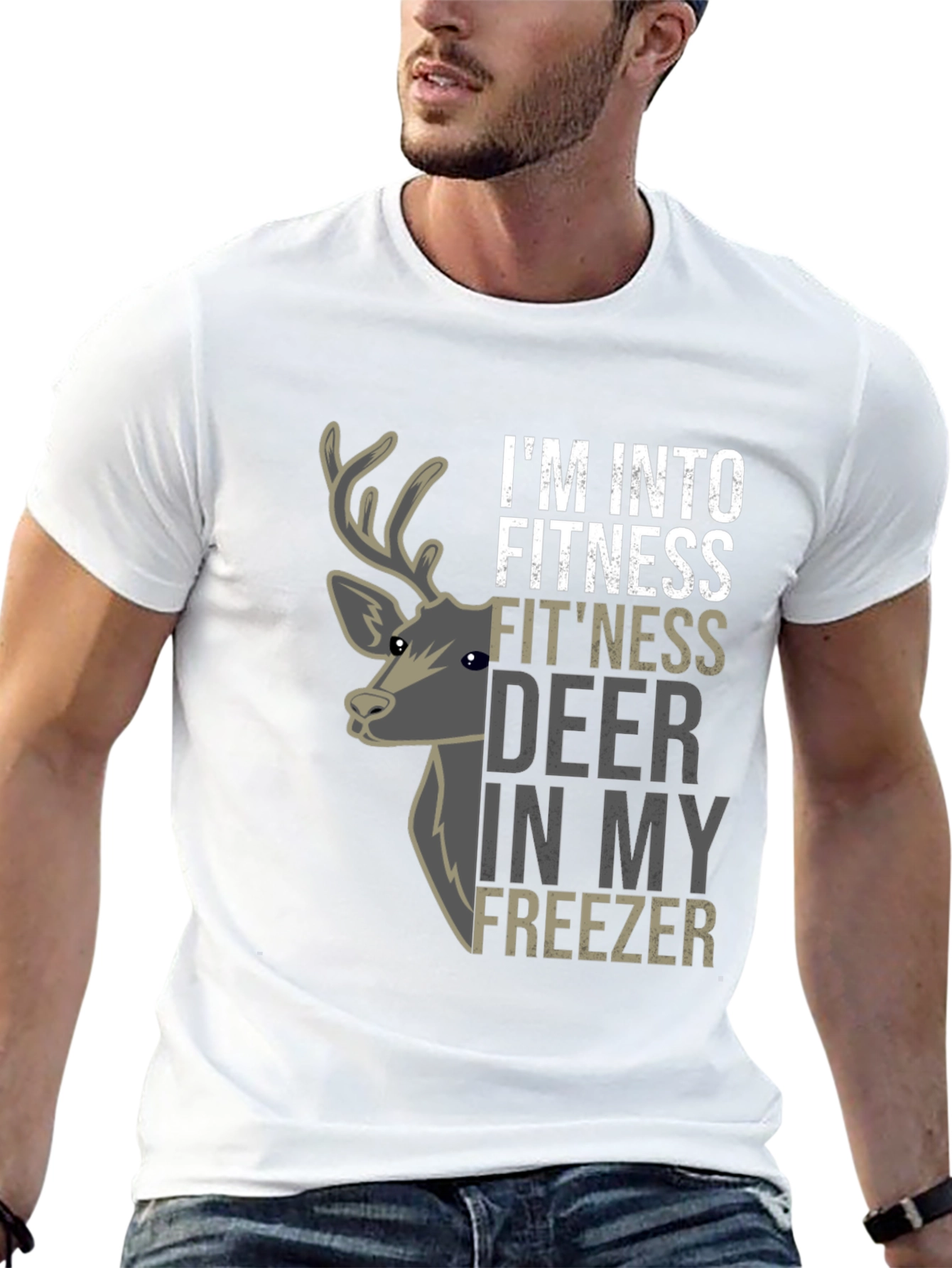 Black I'm Into Fitness Fit'ness Deer In My Freezer T-Shirt view 13