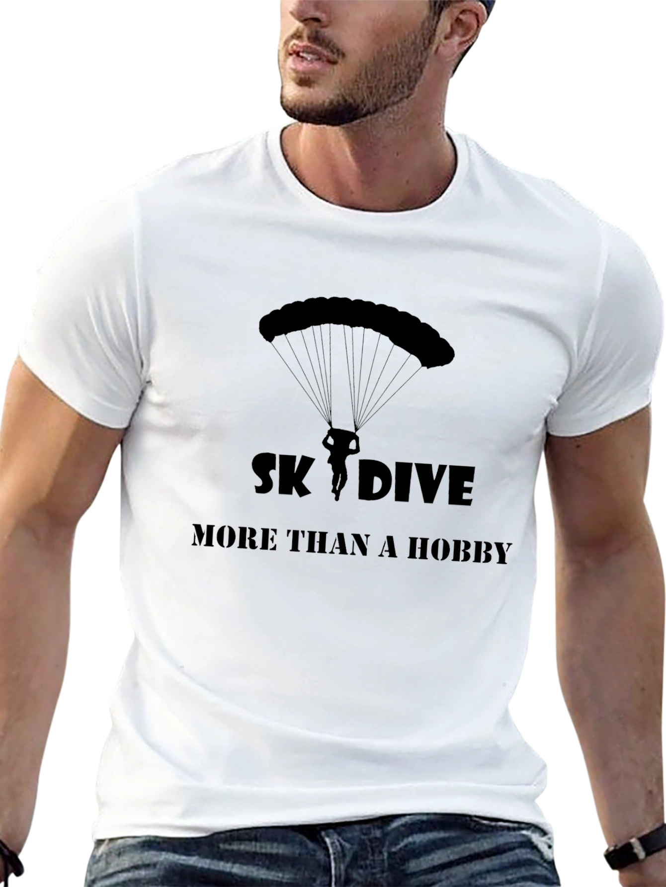 Black Sky Dive Hobby Tee - Black Graphic Print T-Shirt view 13