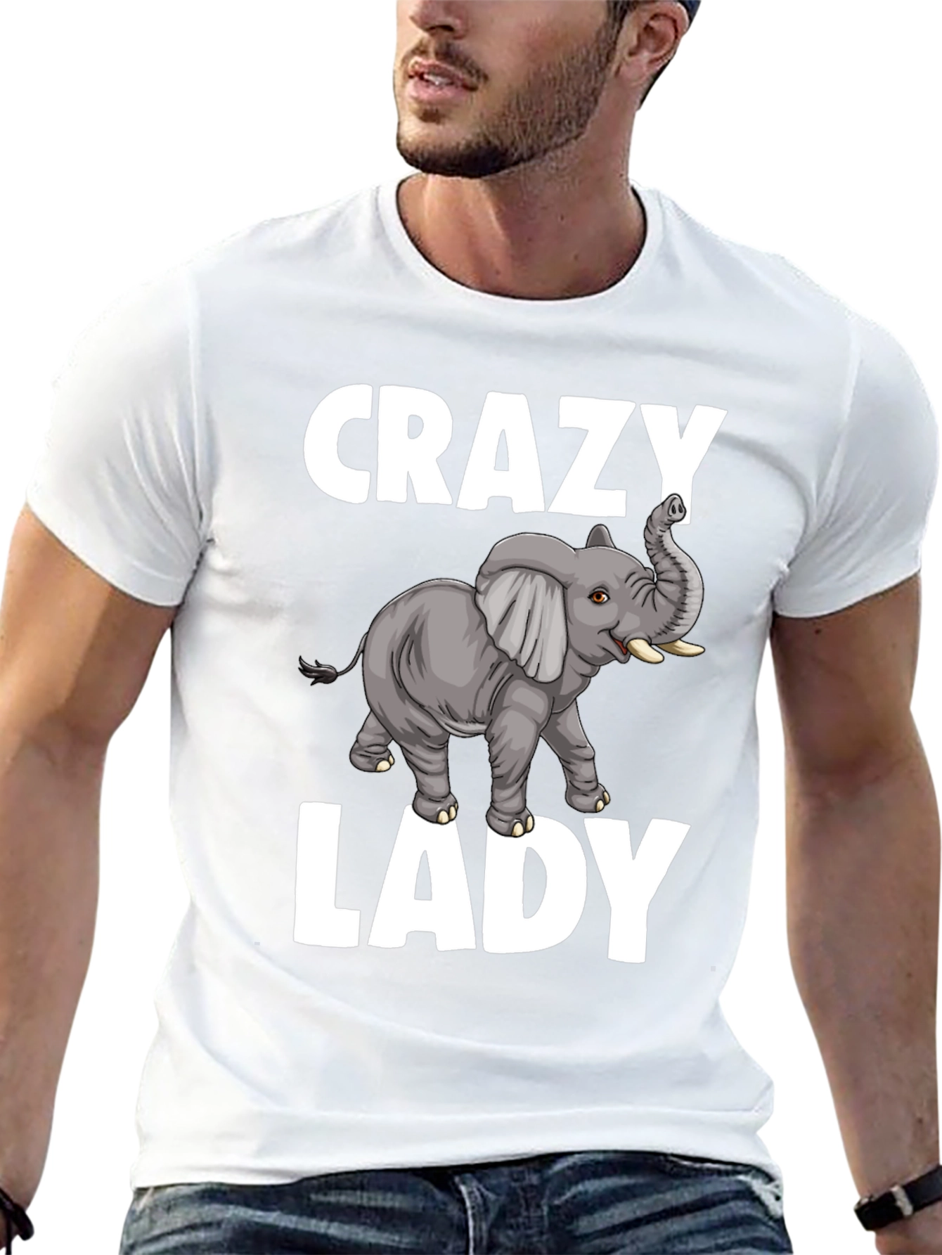 Black Crazy Elephant Lady Graphic T-Shirt - Unique Animal Lover Tee view 13
