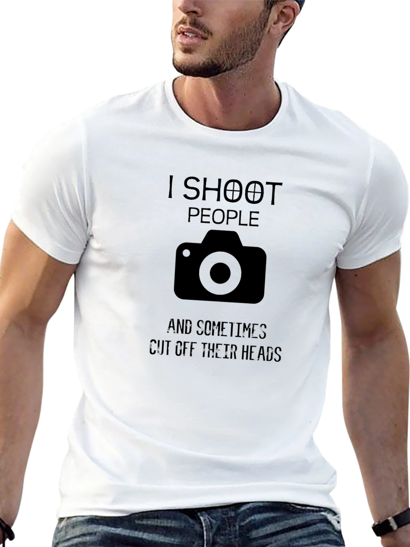 Black I Shoot People Camera Graphic T-Shirt view 13