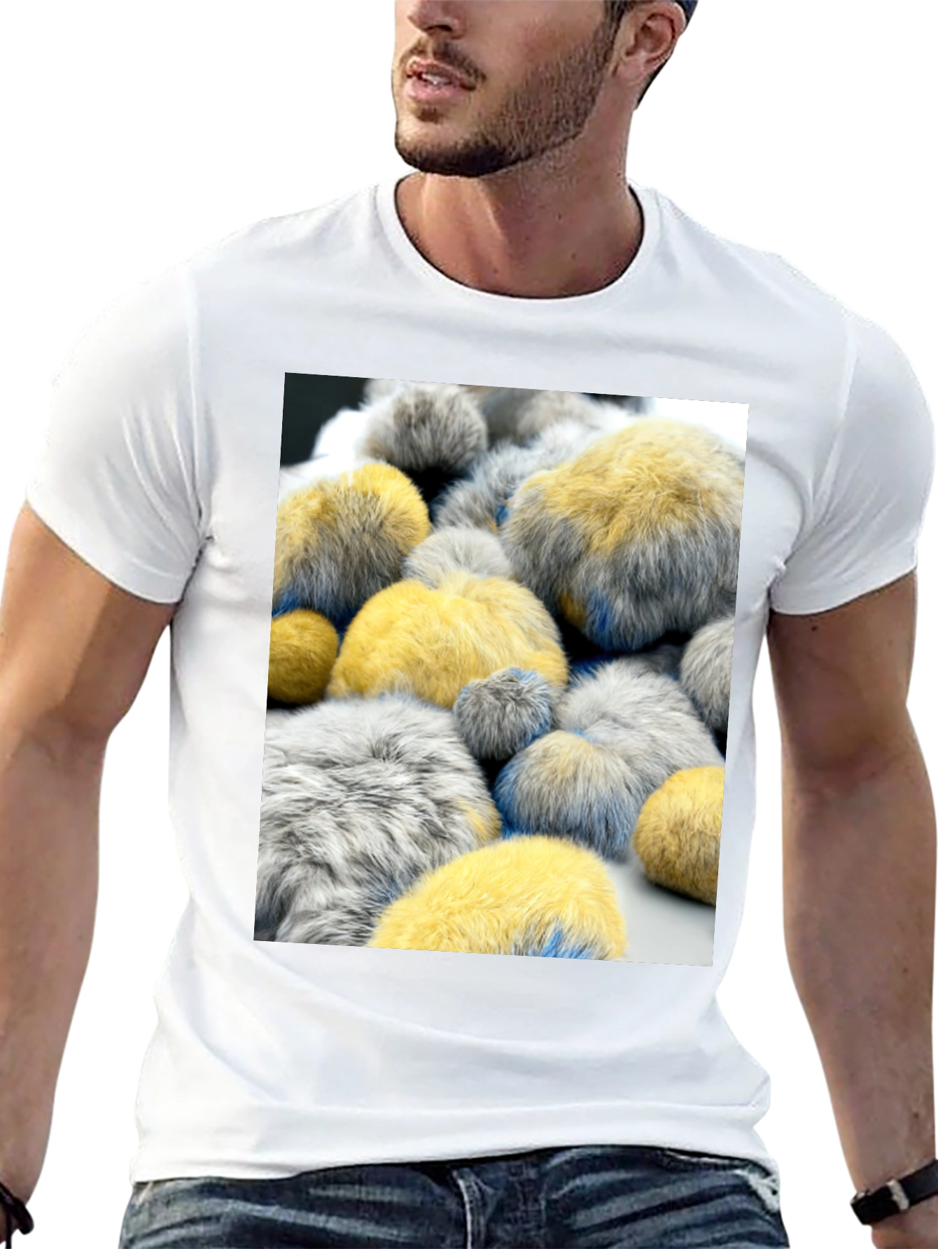 Black Abstract Fluffy Ball Pattern Tee view 13