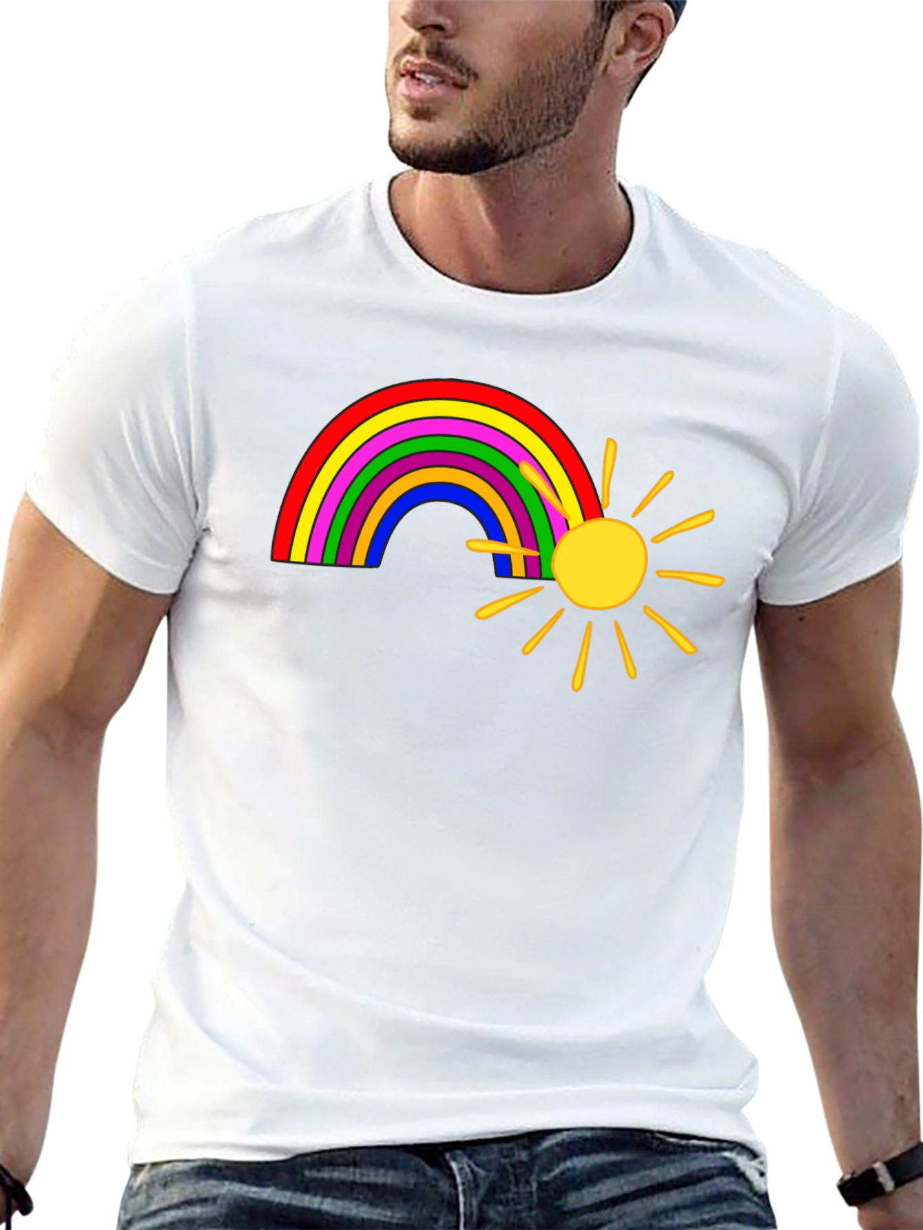 Black Rainbow and Sun Graphic Tee - Black view 13