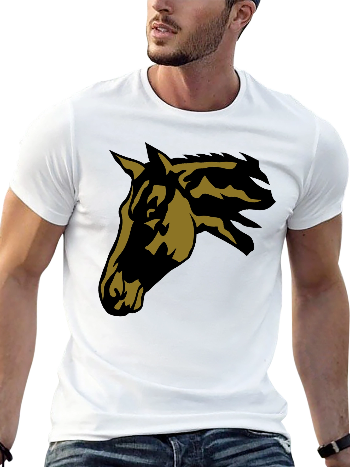 Black Black Horse Graphic Tee - Stylish Men's Casual T-Shirt view 13