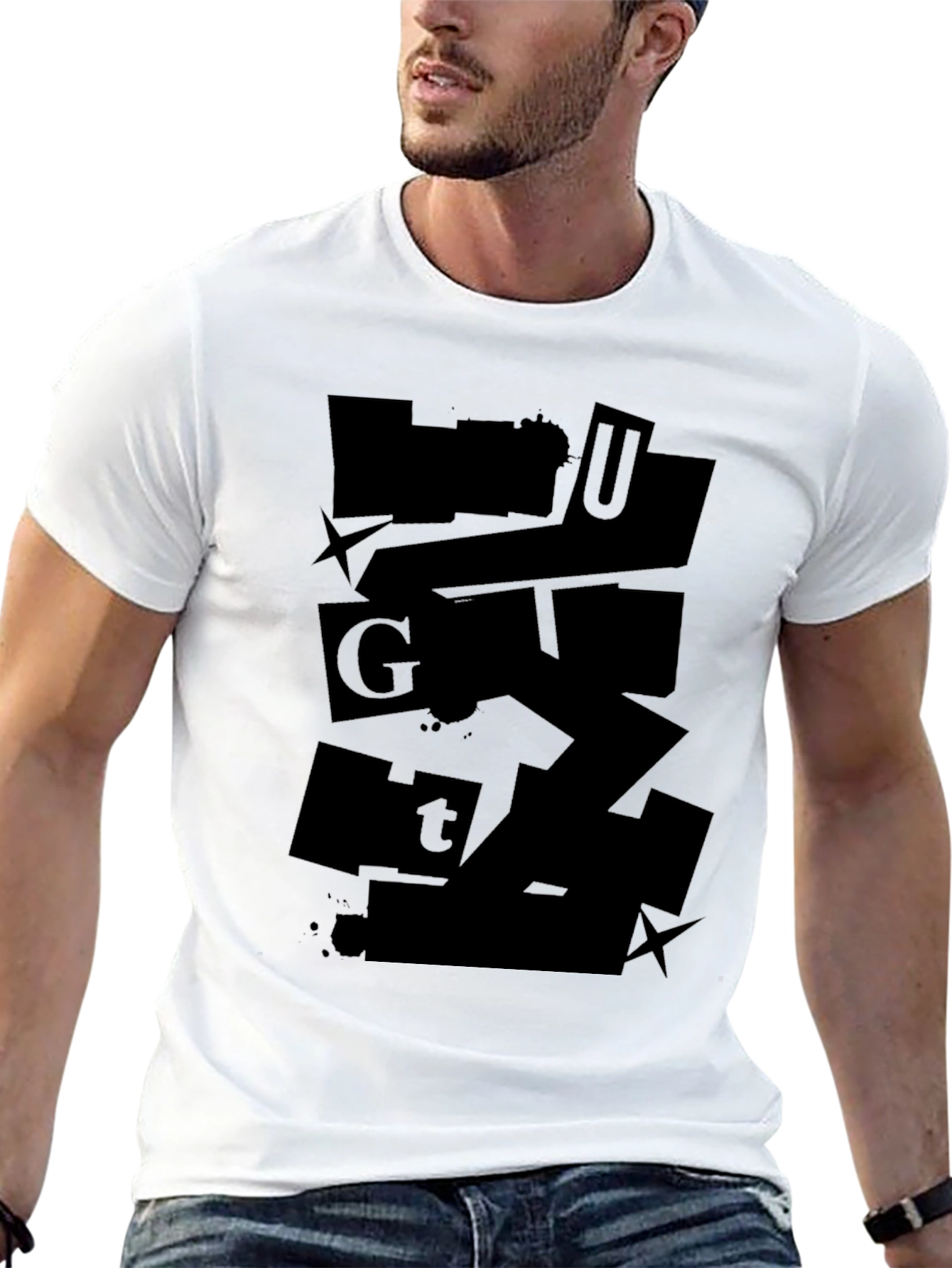 Black Abstract Graphic Black T-Shirt view 13