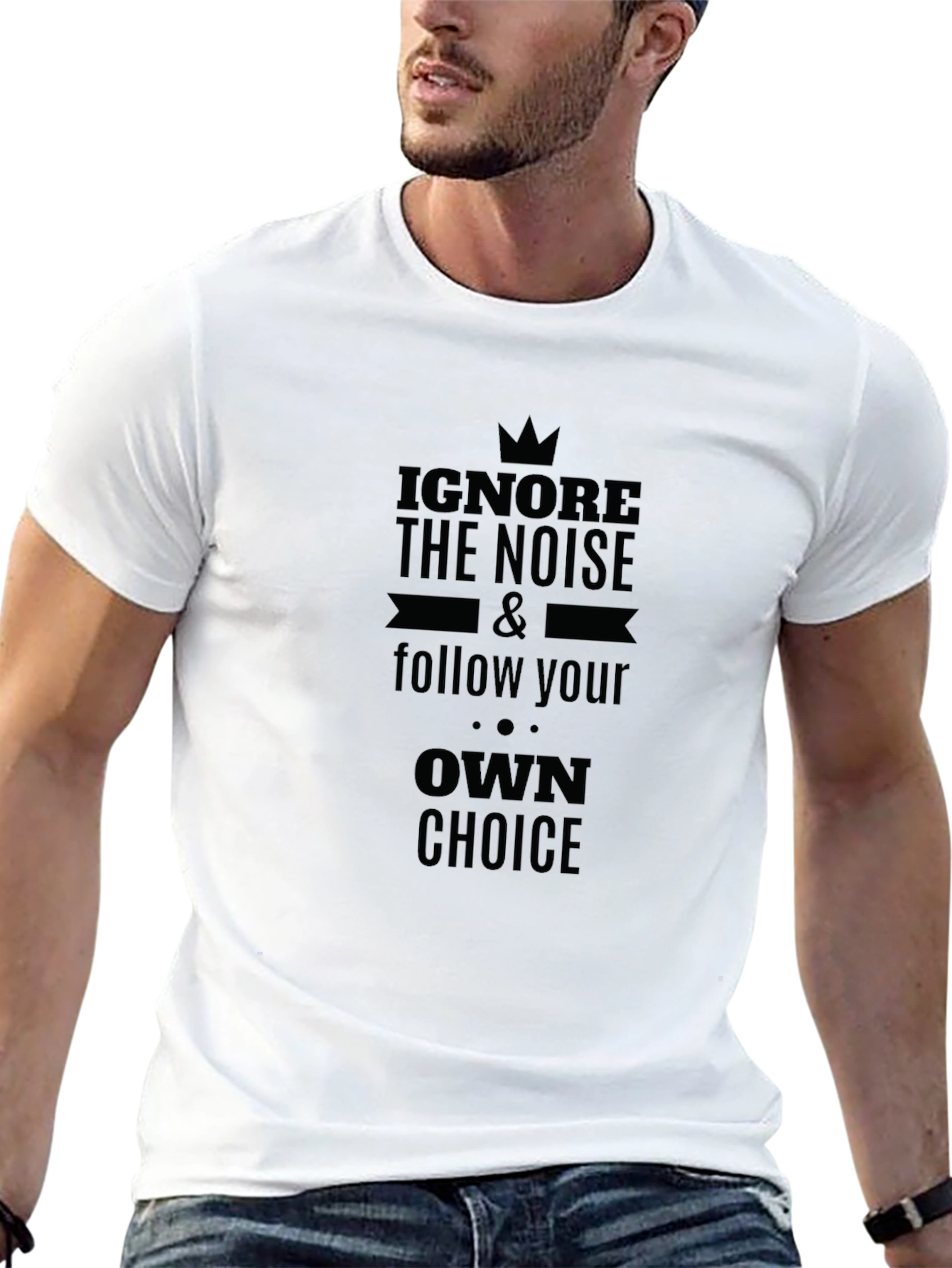 Black Motivational Black T-Shirt - Follow Your Own Choice view 13