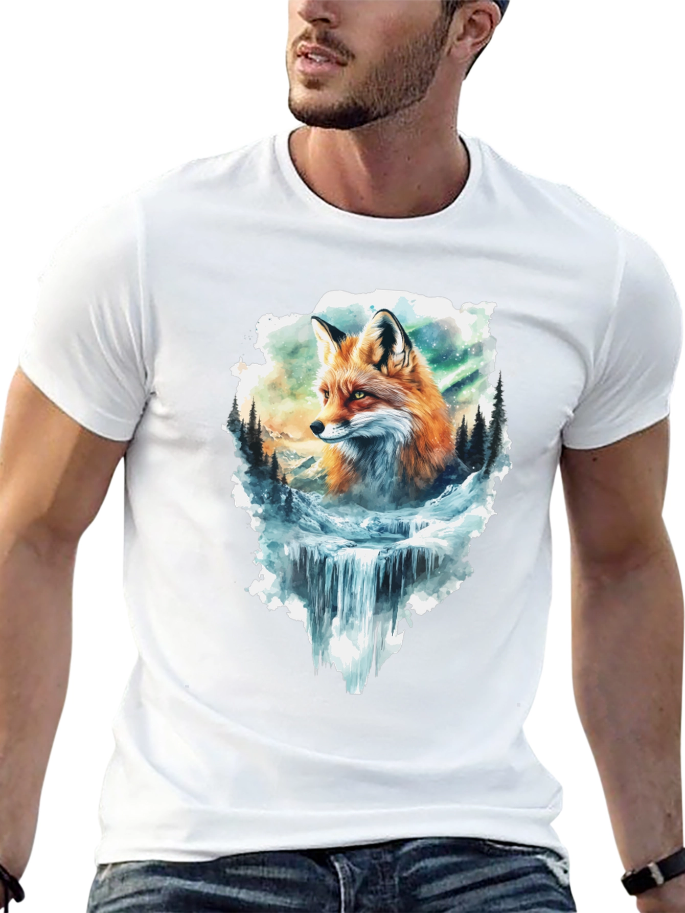 Black Fox & Waterfall Graphic Tee view 13