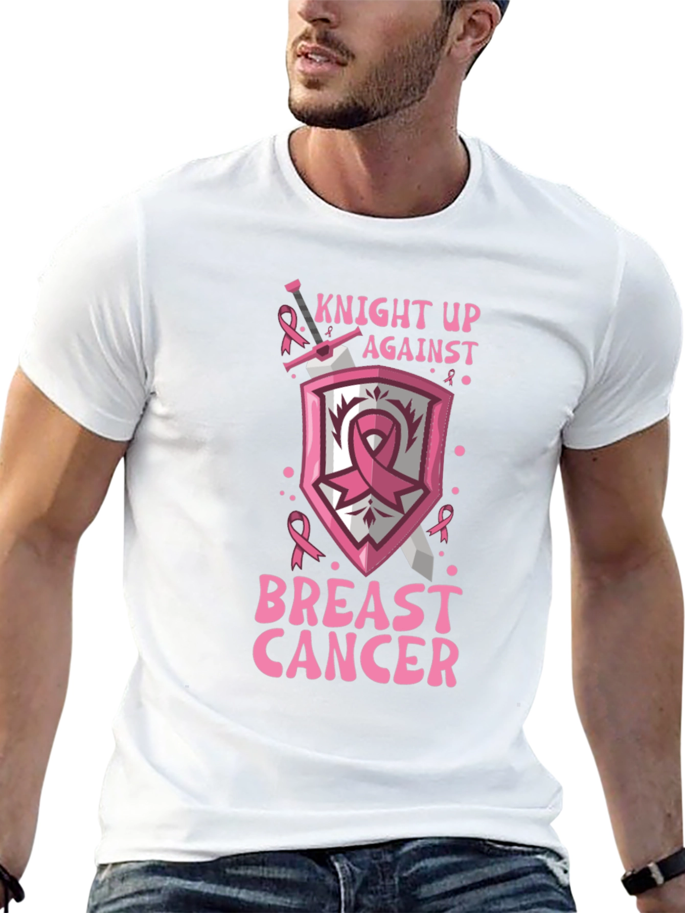 Black Knight Up Against Breast Cancer Awareness T-Shirt view 13
