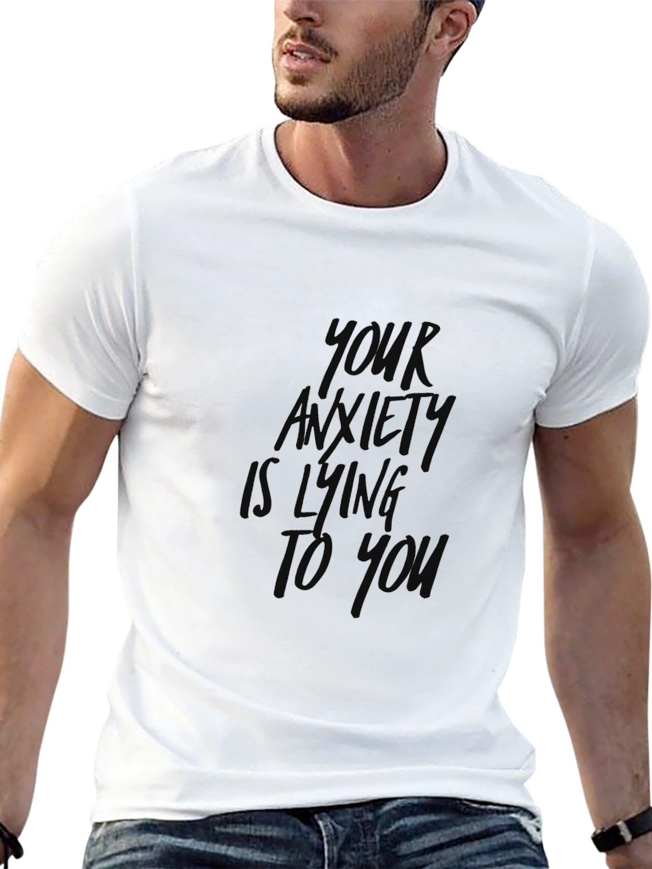 Black Anxiety Lies Graphic Tee - Comfort Fit Cotton T-Shirt view 13