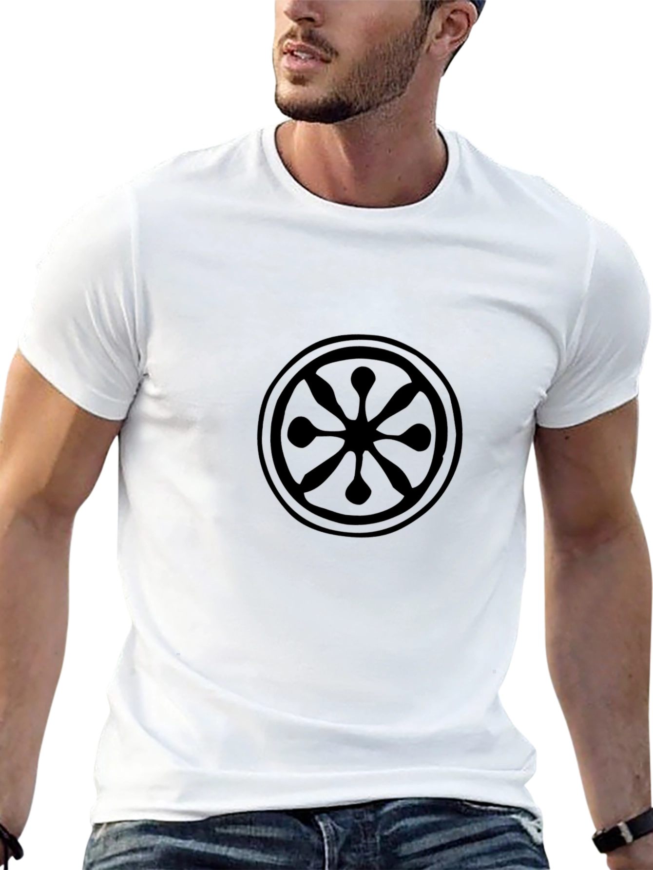 Black Men's Black Graphic Tee - Circle Design view 13