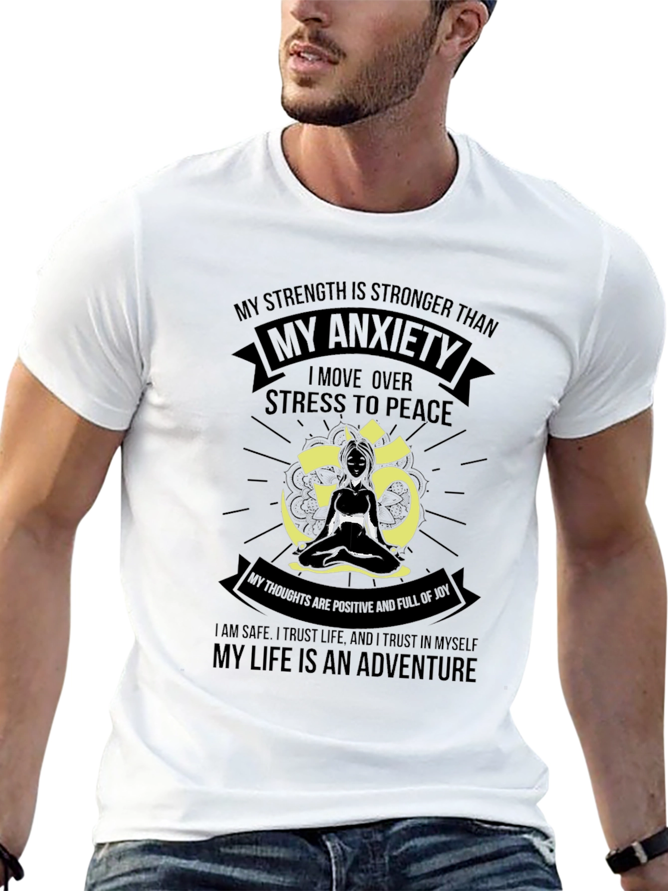 Black My Anxiety Black T-Shirt for Men - Adventure Life Tee view 13