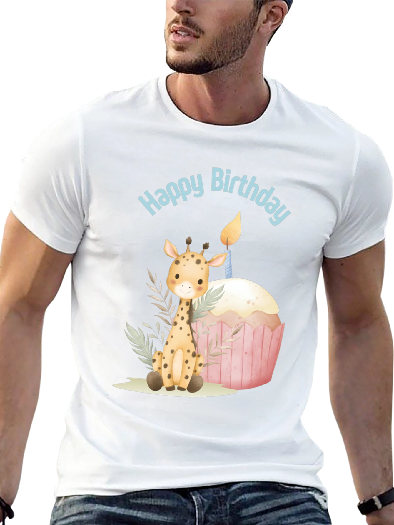 Black Giraffe Birthday Tee view 13