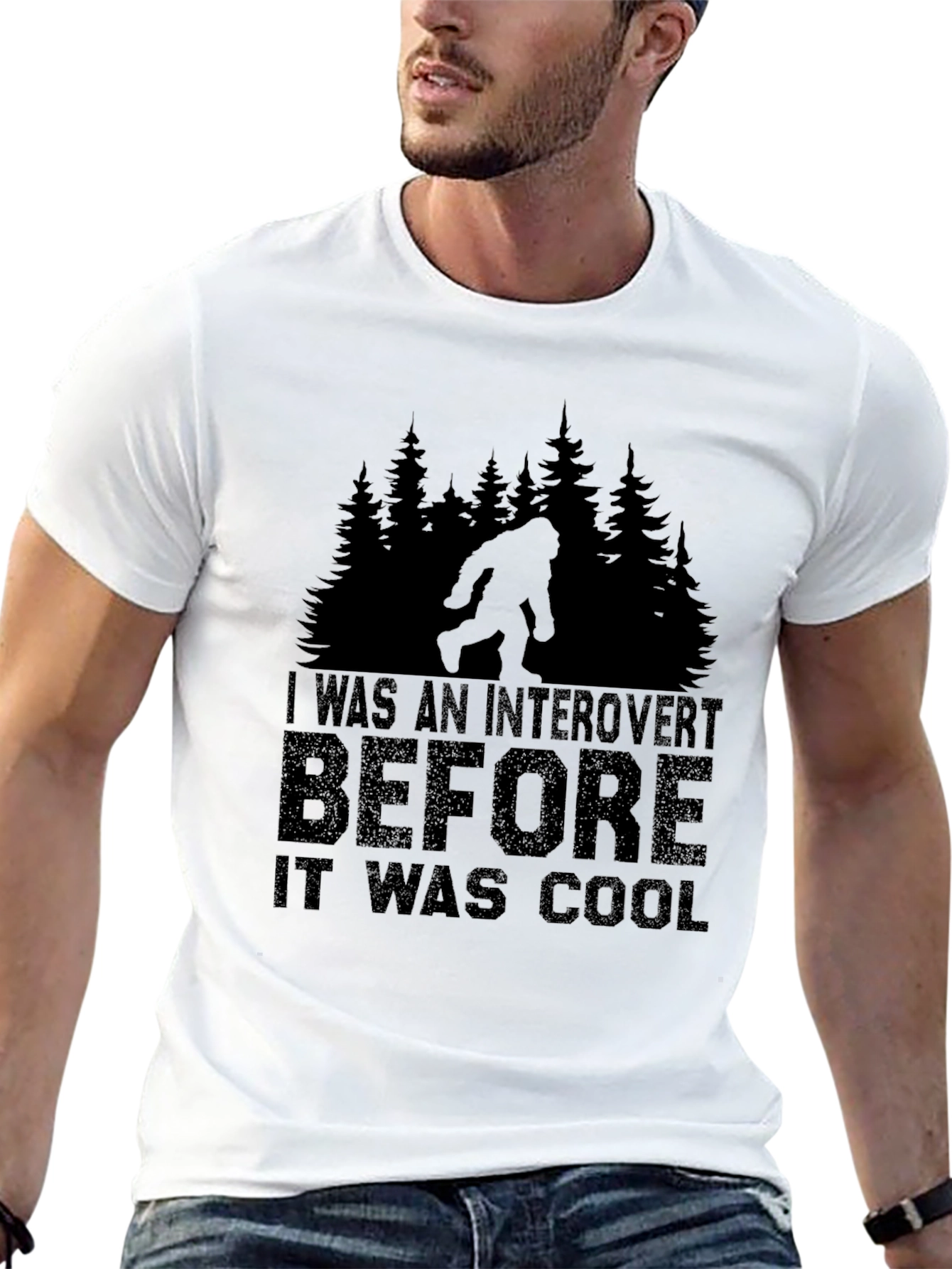 Black Introvert Before Cool Bigfoot Black T-Shirt view 13