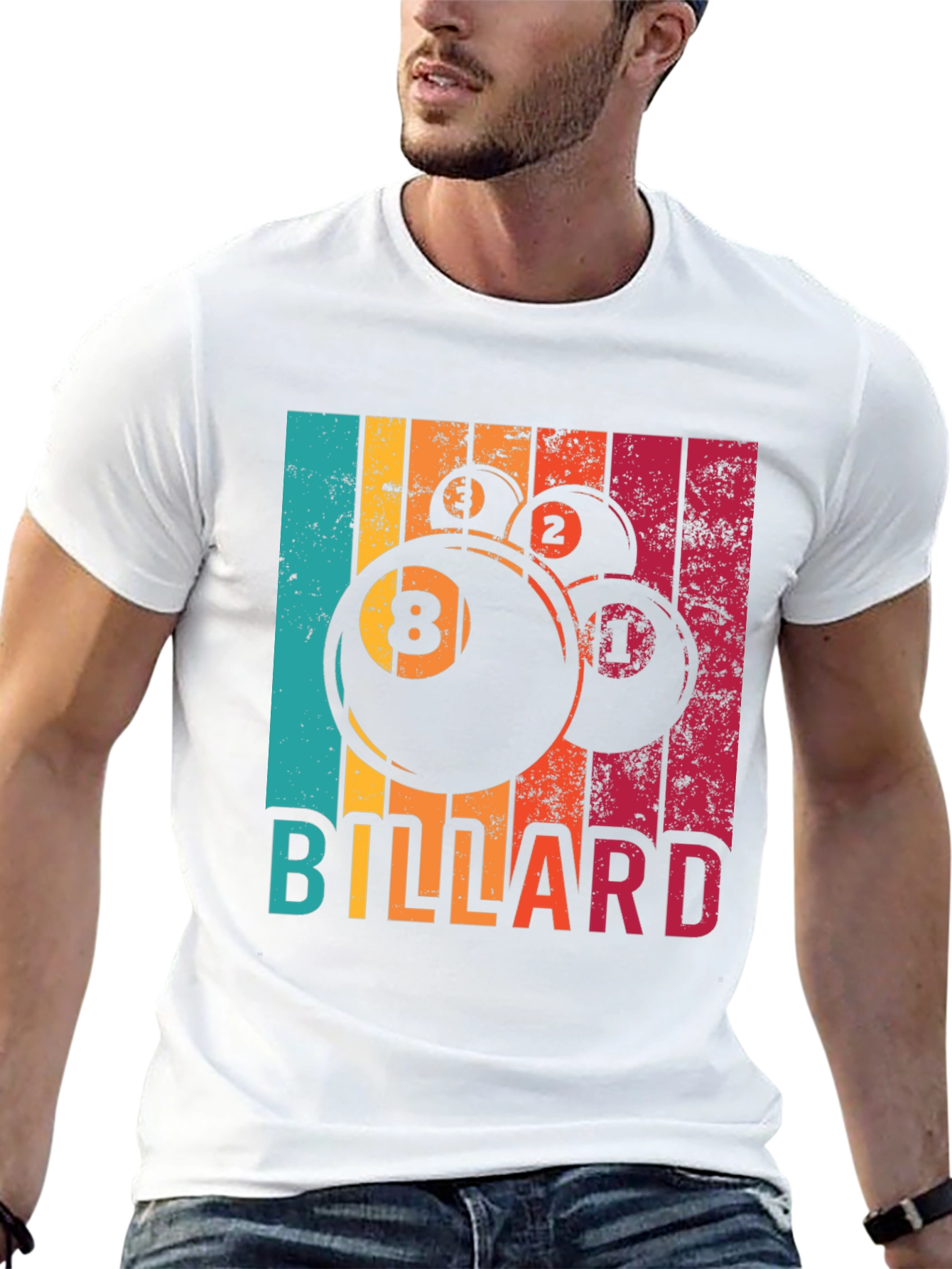 Black Retro Billiards T-Shirt - Vintage Pool Design view 13