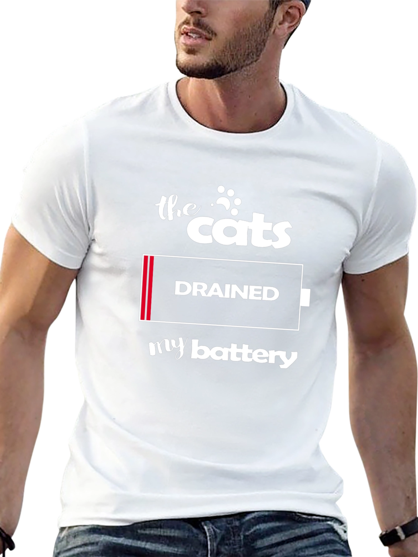 Black The Cats Drained My Battery Graphic T-Shirt view 13