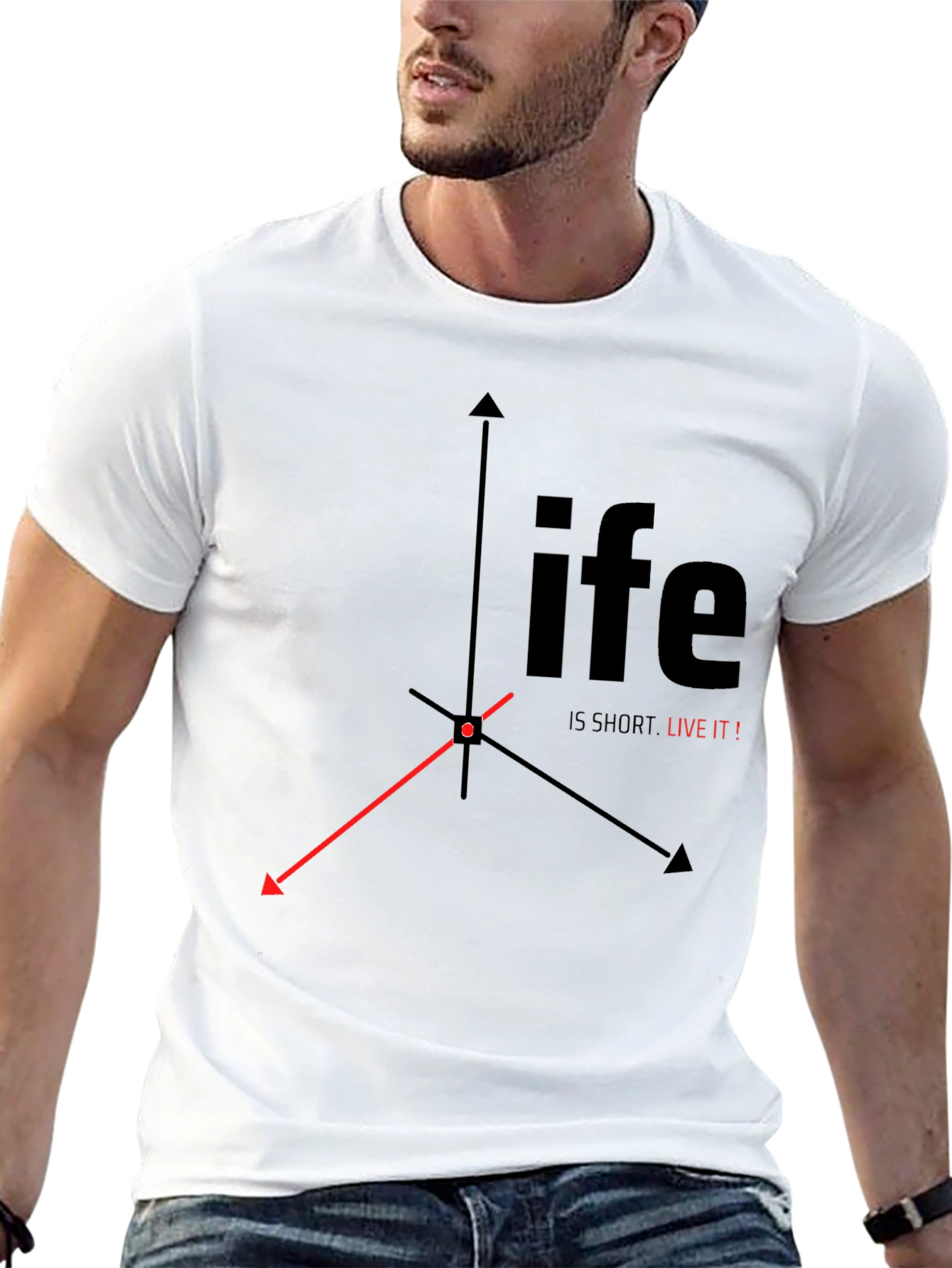 Life is Short, Live It! Black Graphic Tee - 13