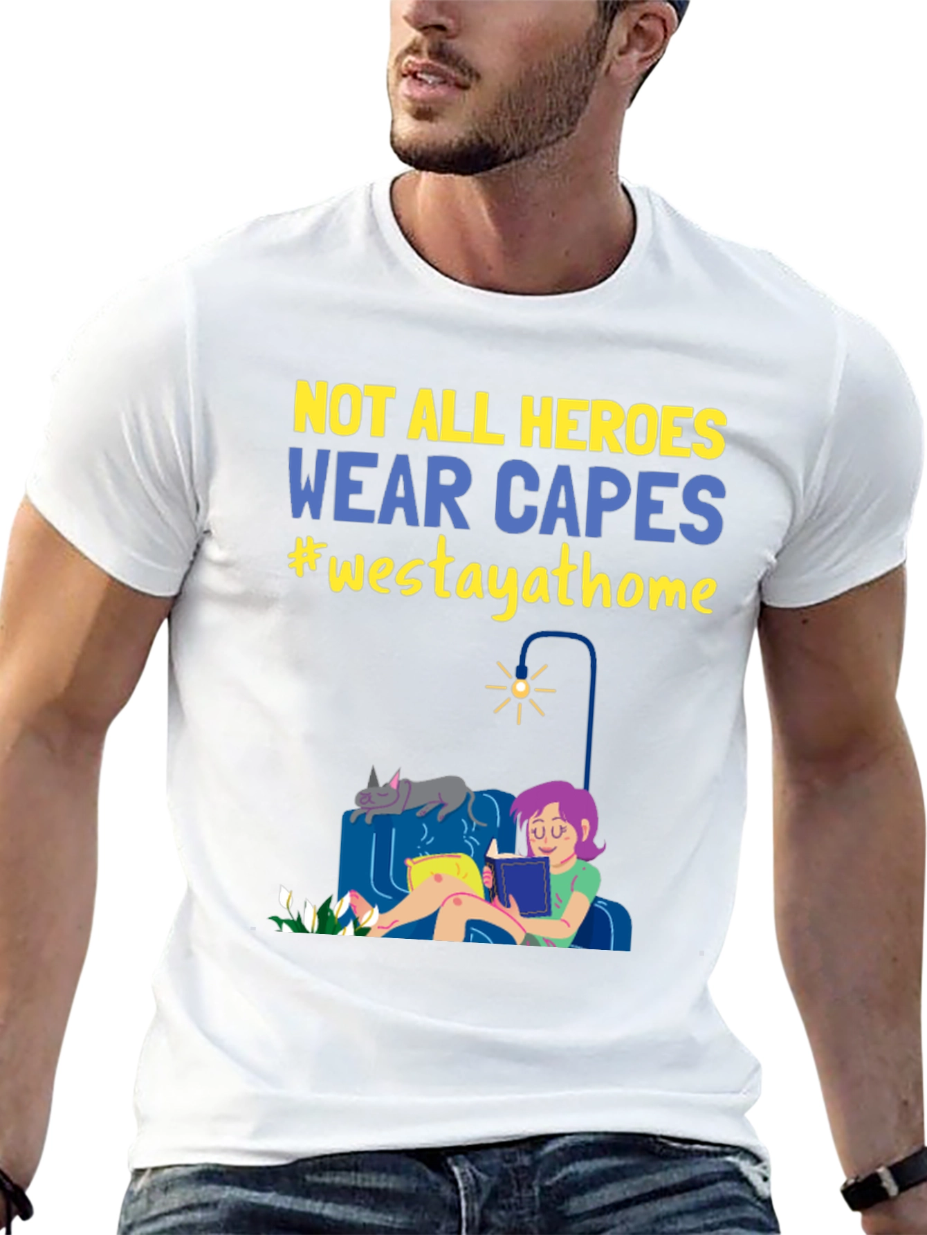 Black Not All Heroes Wear Capes Stay Home T-Shirt view 13
