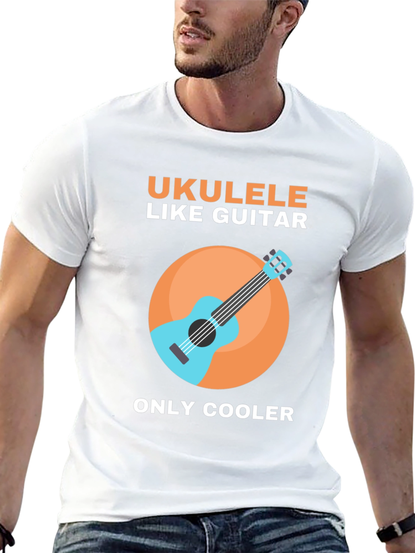 Black Ukulele Like Guitar Graphic Tee view 13