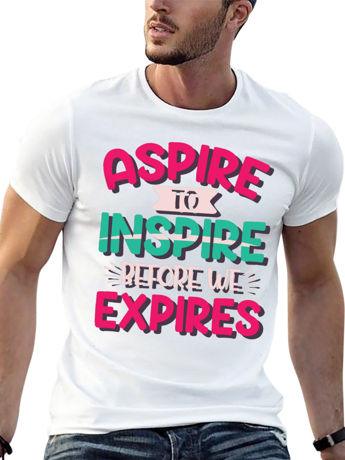 Black Aspire to Inspire Graphic T-Shirt view 13