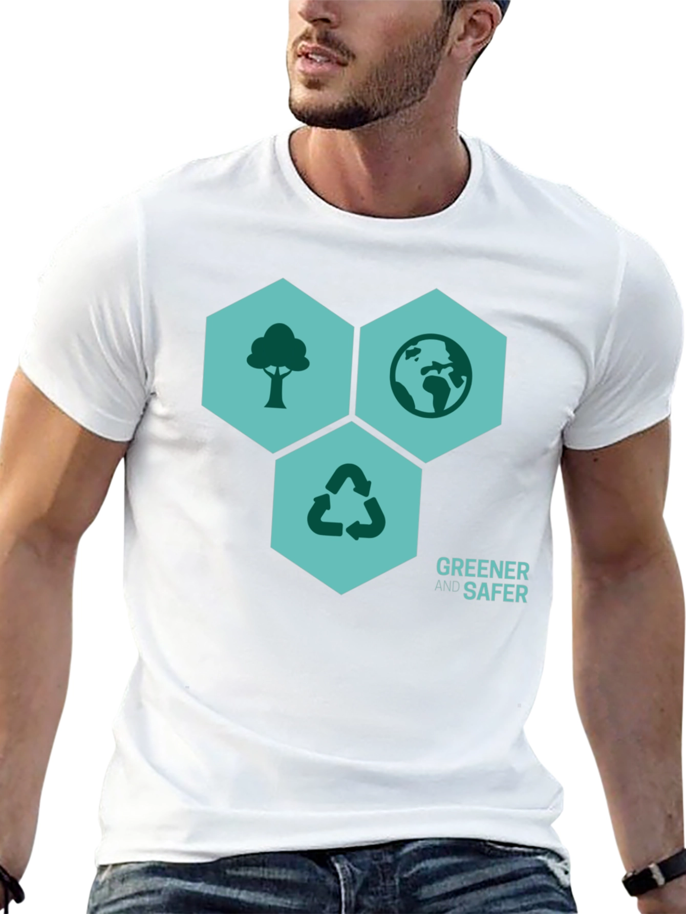 Black Eco-Friendly 'Greener & Safer' Graphic T-Shirt view 13