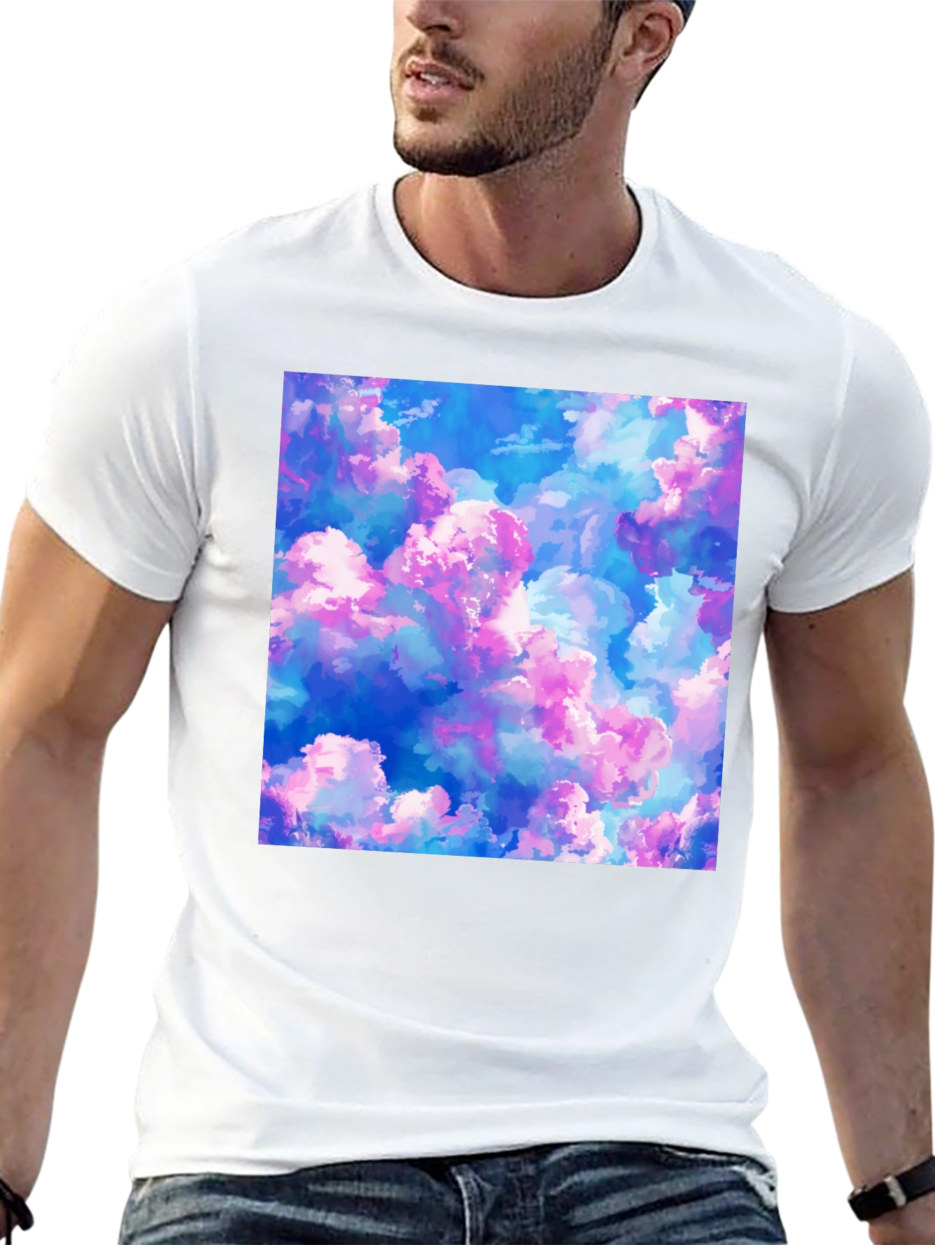 Black Dreamy Cloudscape Graphic Tee - Soft Black Cotton view 13