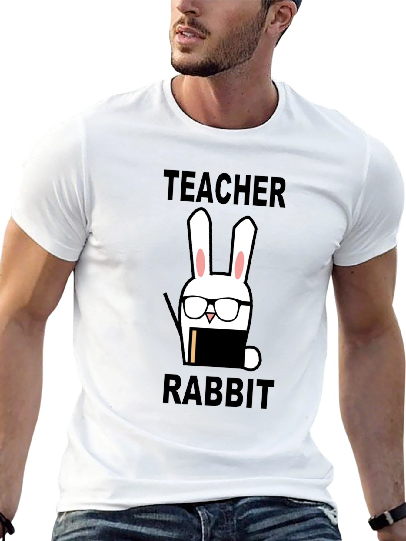 Black Teacher Rabbit Graphic Tee - Back to School Style view 13