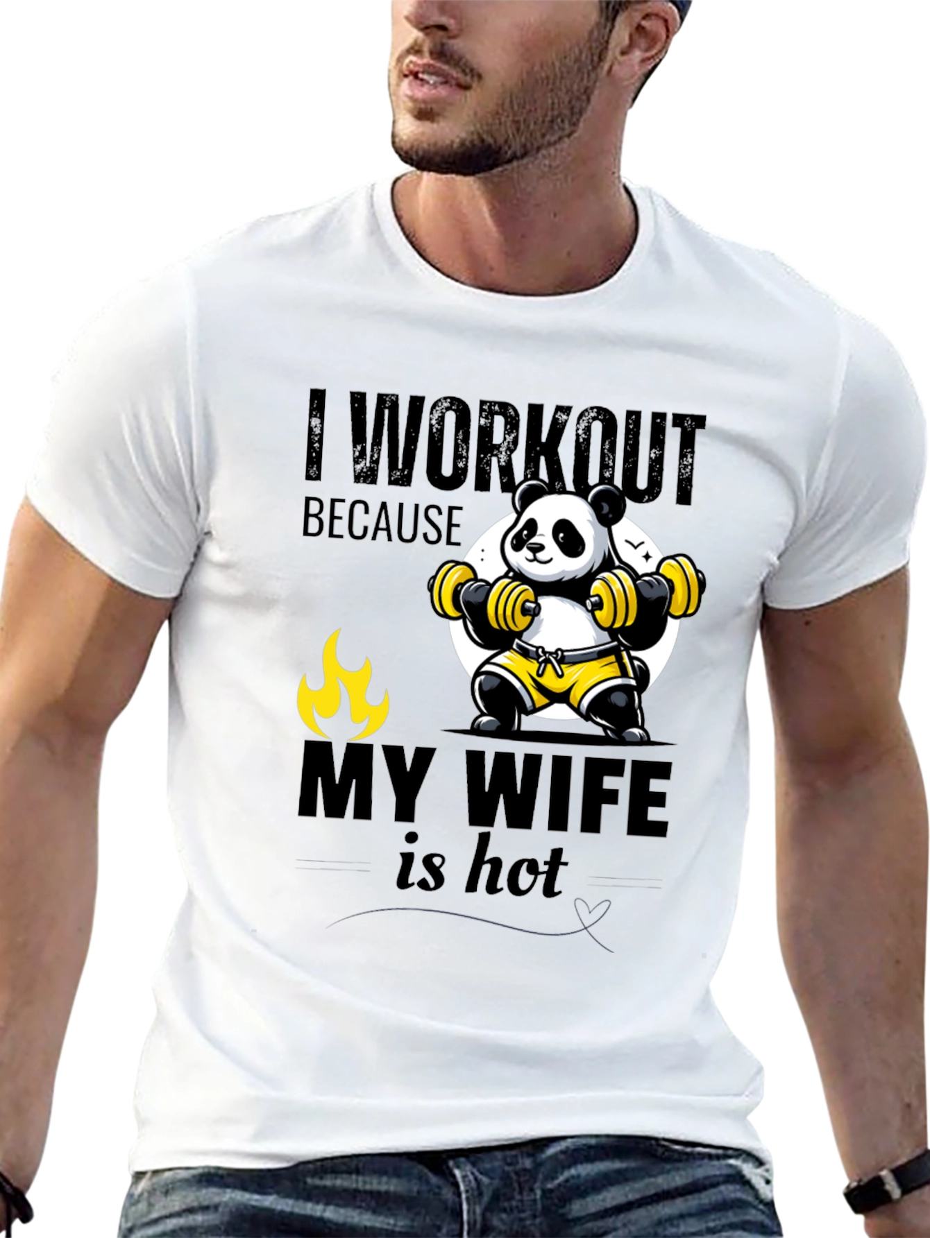 Funny Panda Workout T-Shirt - My Wife is Hot - 13