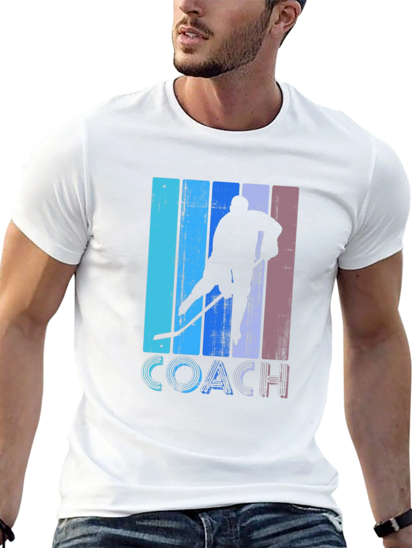 Black Hockey Coach Retro T-Shirt view 13