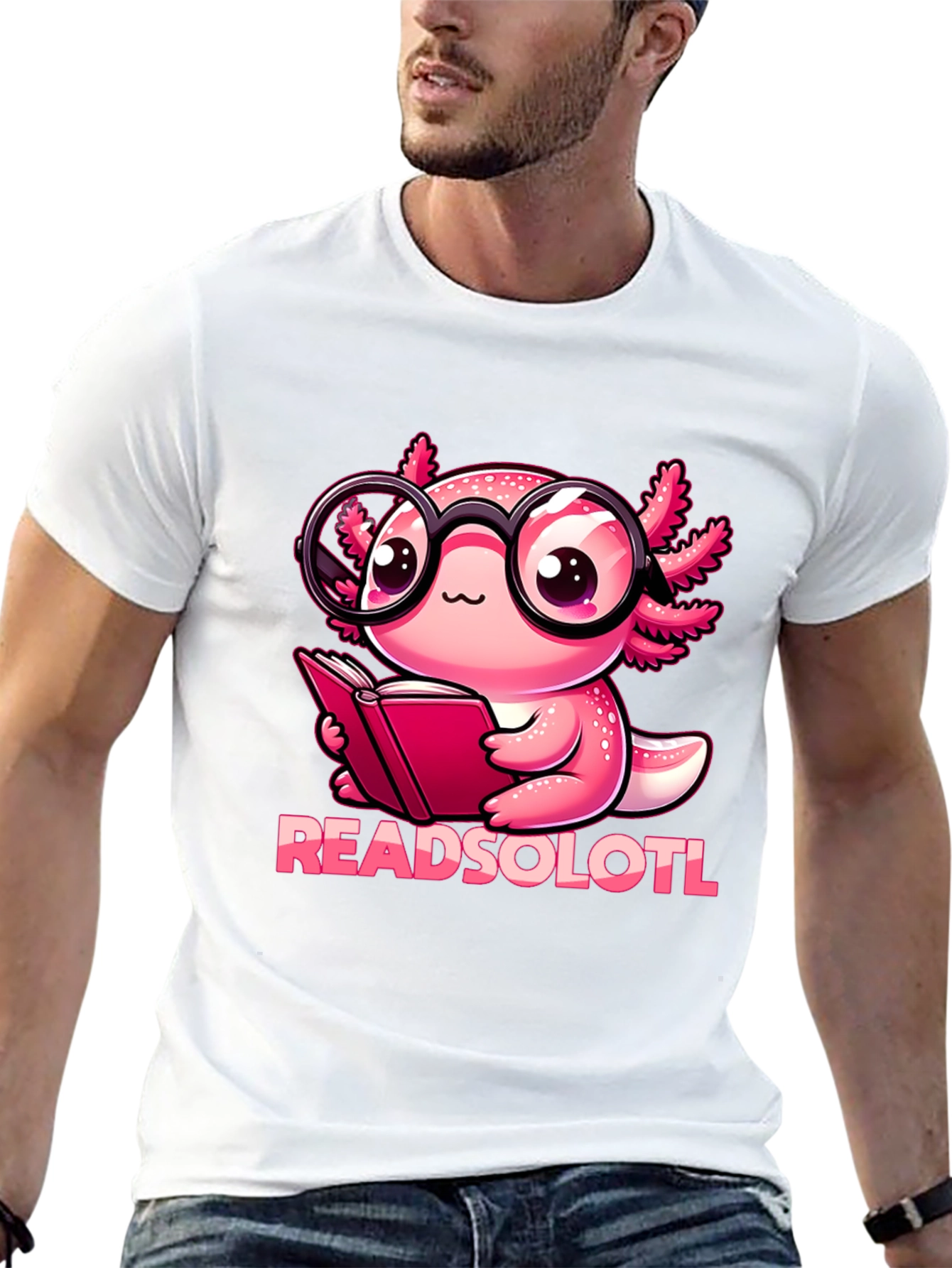 Black Readsolotl T-Shirt - Bookworm Axolotl view 13