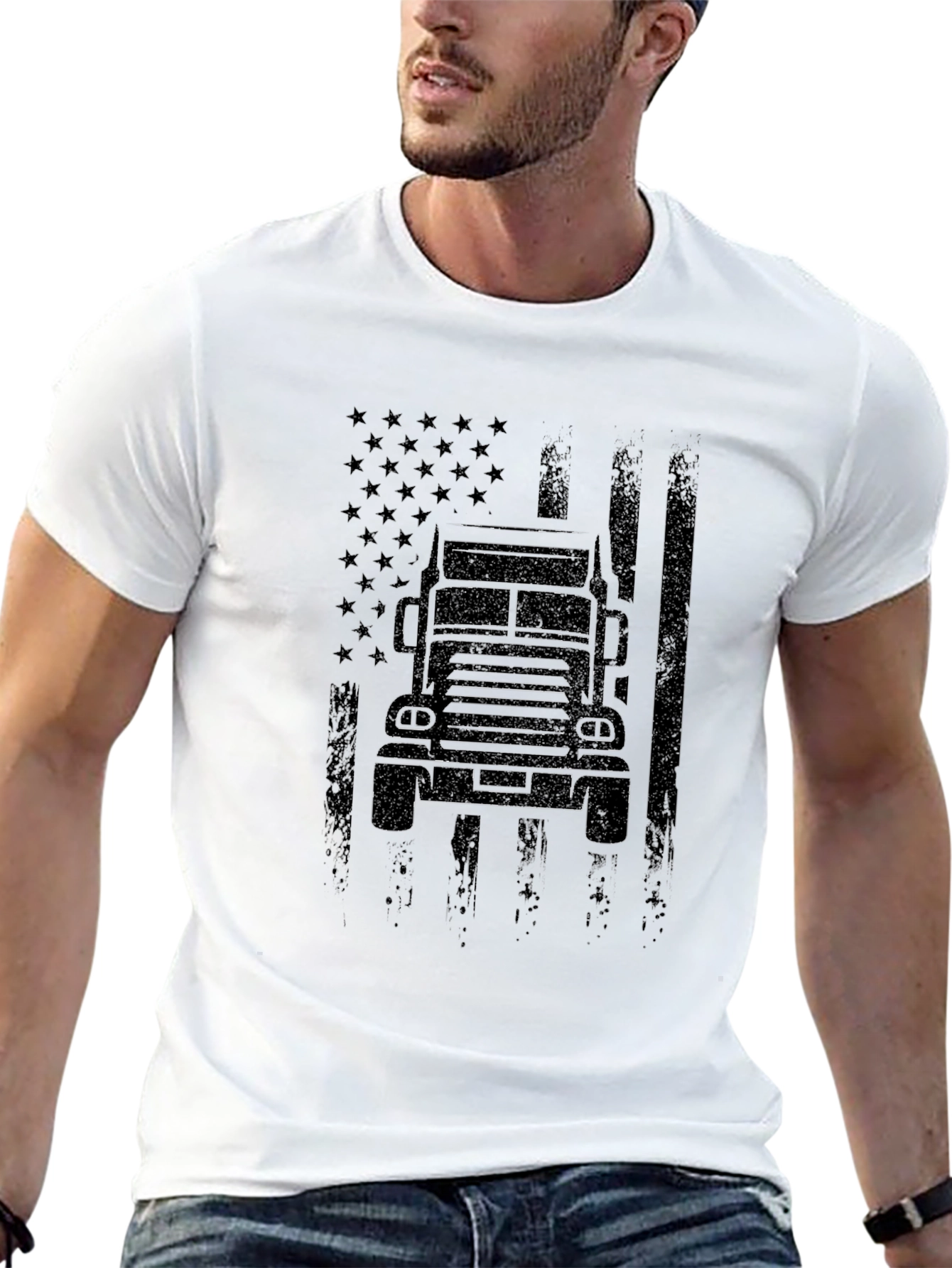 Black Trucker Flag Graphic Tee - American Pride view 13