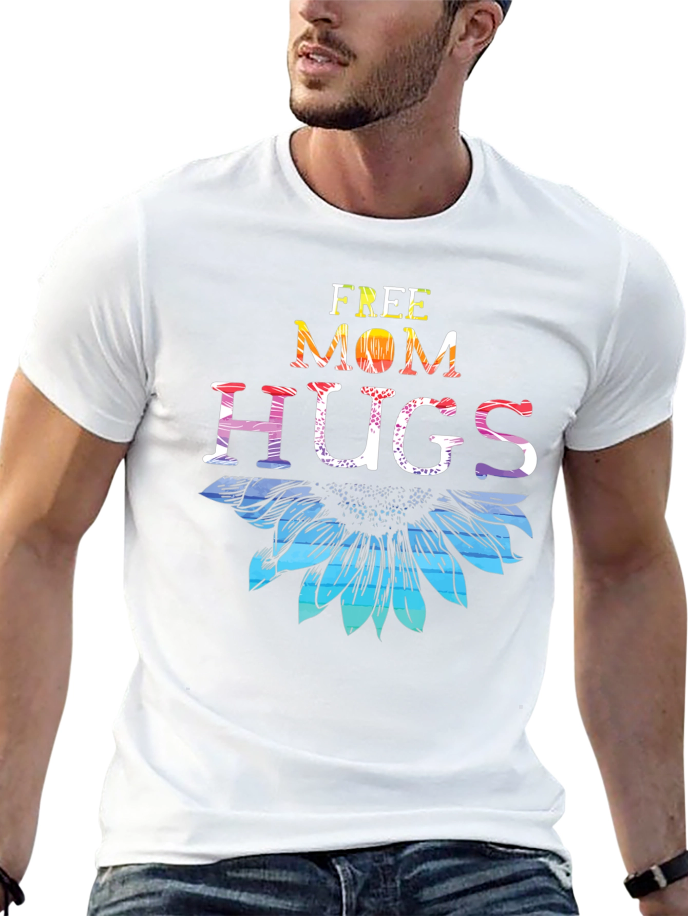 Black Free Mom Hugs Sunflower T-Shirt view 13
