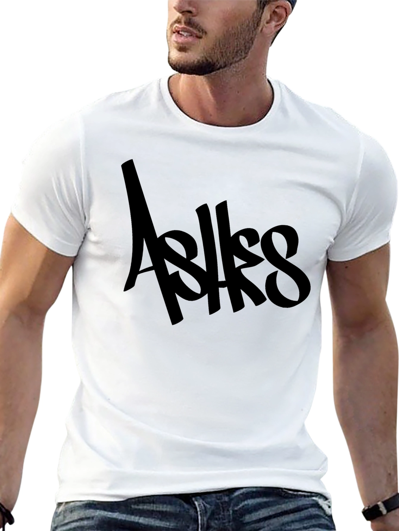 Black Aslls Graphic Tee - Black Cotton Blend T-Shirt view 13