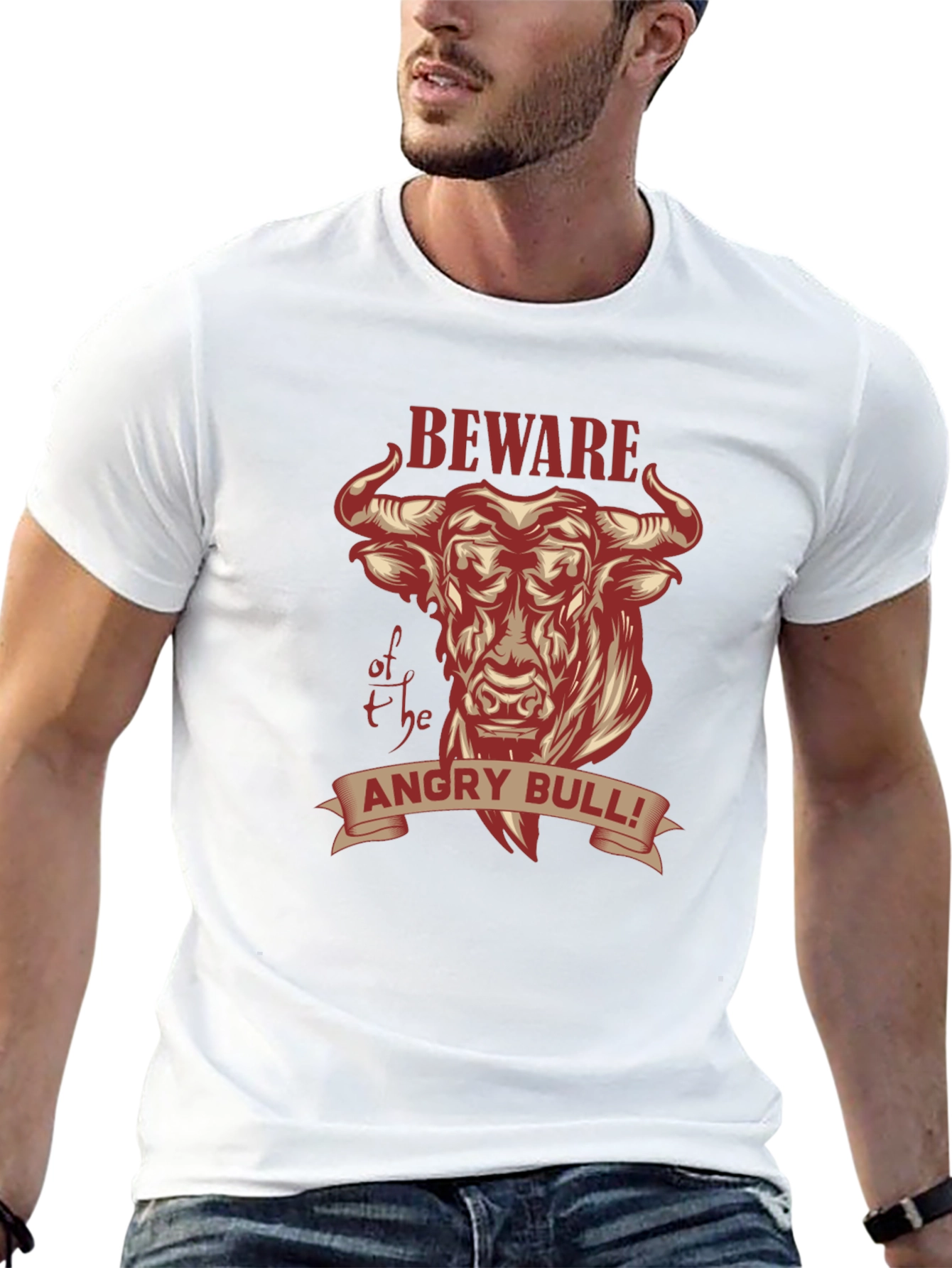 Black Beware of the Angry Bull Graphic T-Shirt view 13