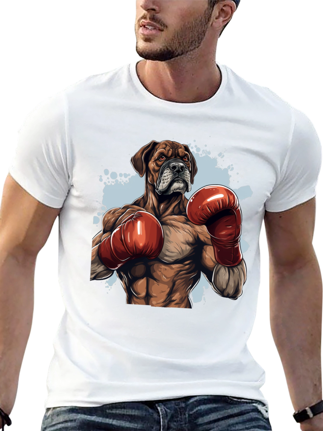 Black Boxer Dog Boxing T-Shirt - Unique Graphic Tee view 13