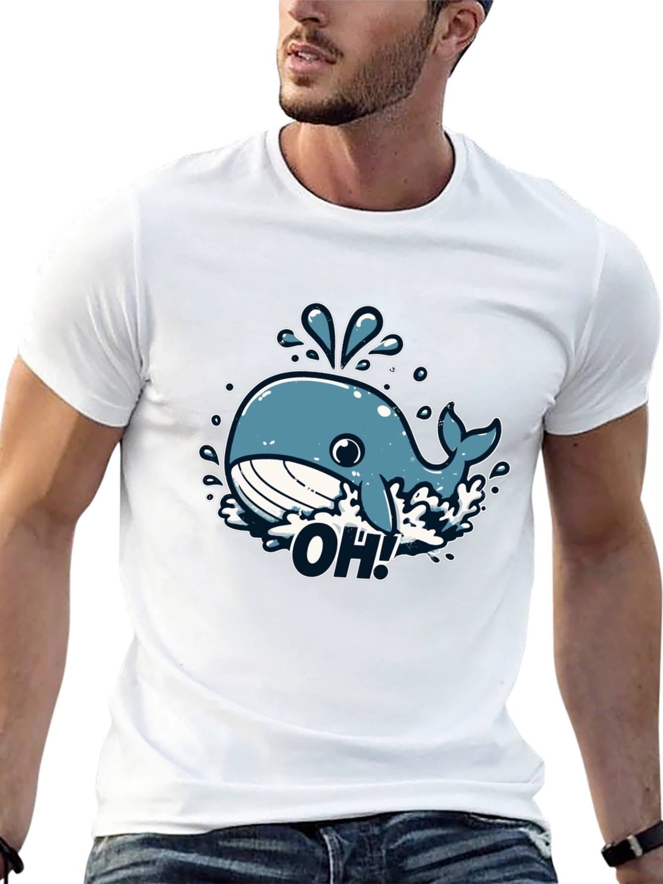 Black Whale-tastic Tee - "OH!" Graphic T-Shirt view 13