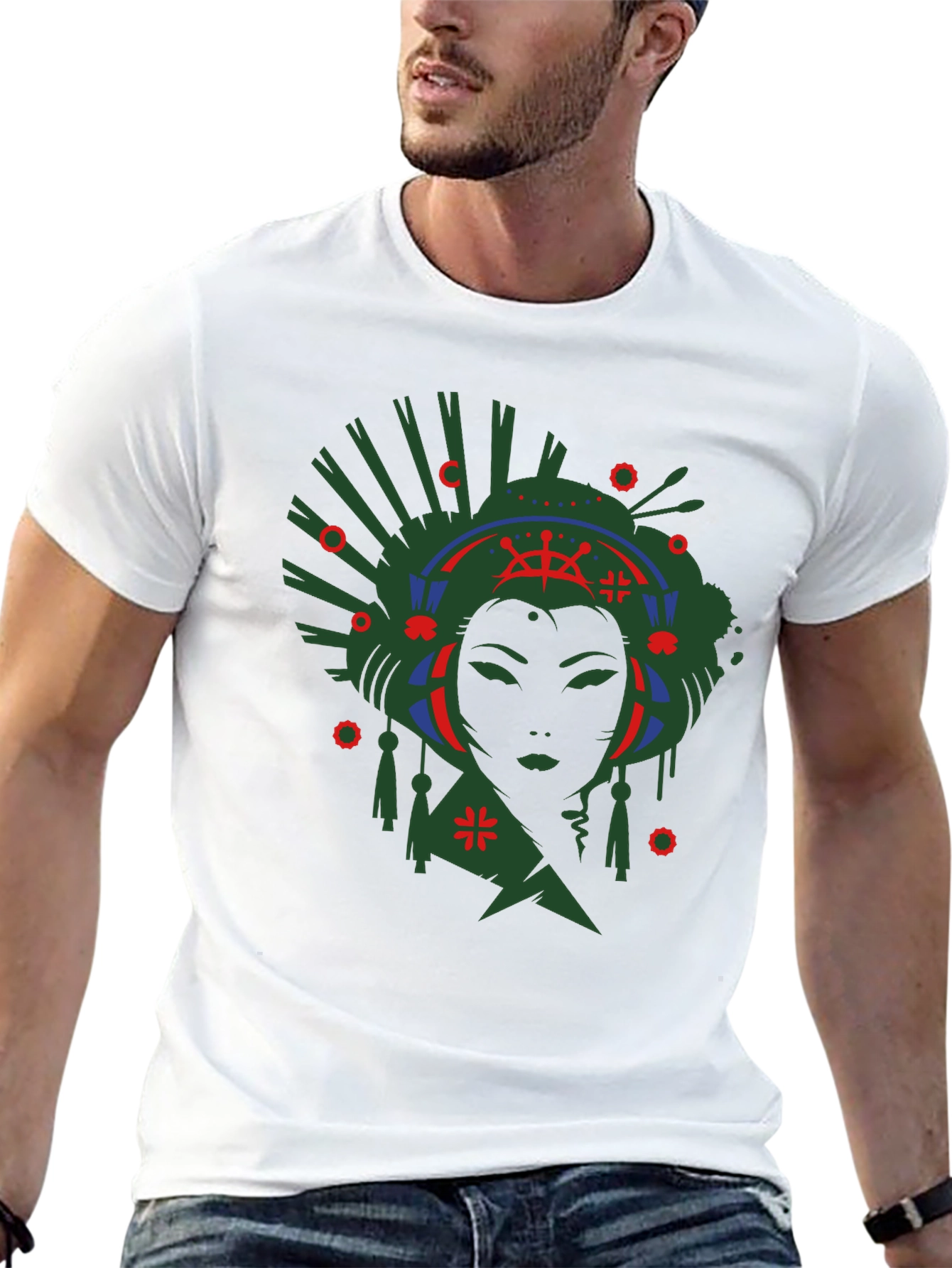 Black Geisha Graphic Print Black T-Shirt view 13