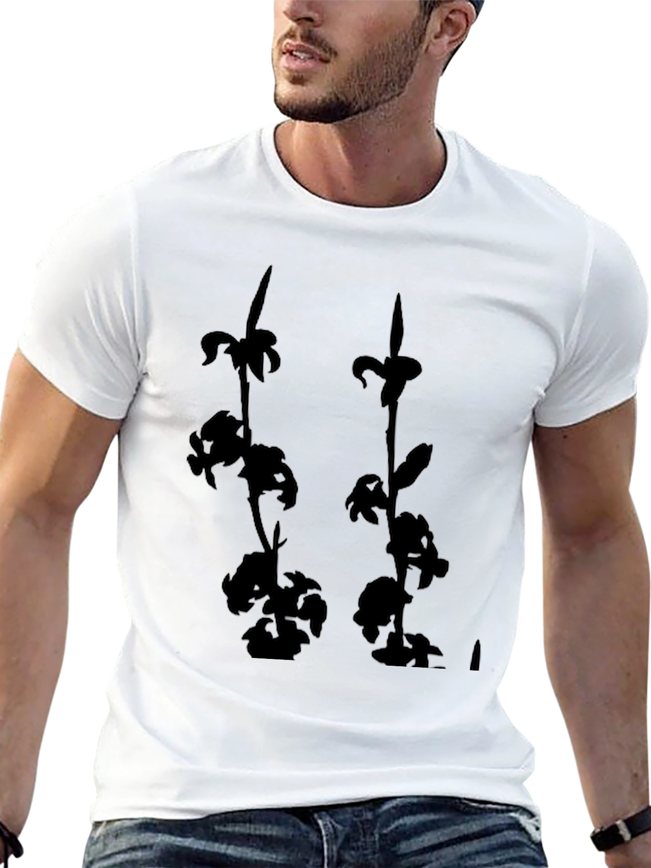 Black Black Floral Silhouette Graphic Tee view 13