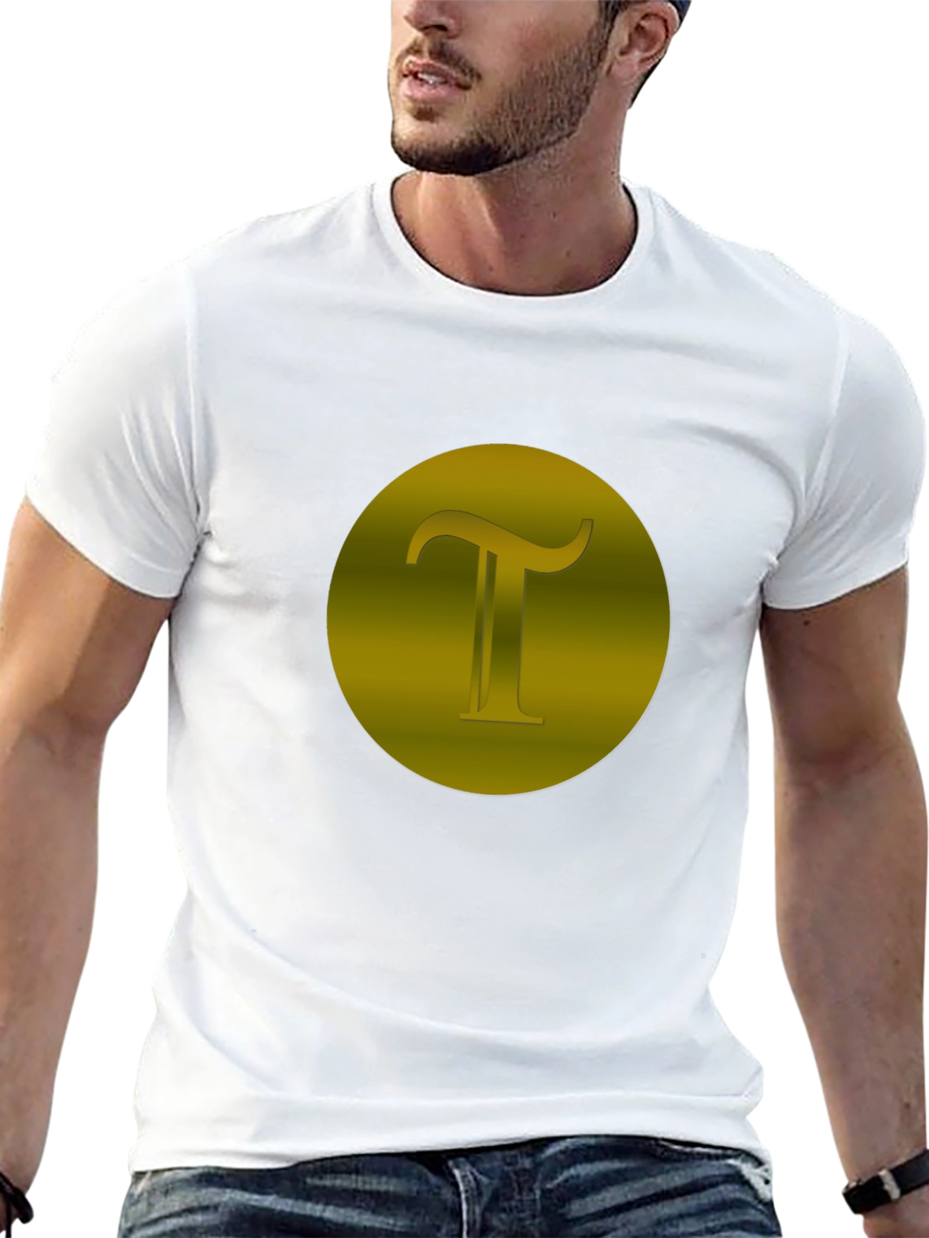 Black Modern Black T-Shirt with Gold Pi Symbol view 13